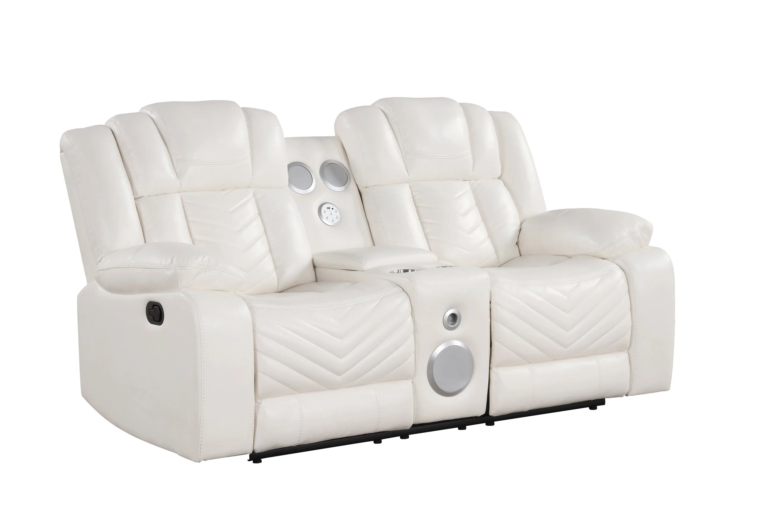 Ace White Leather Gel 3-Piece Reclining Set - Image 3