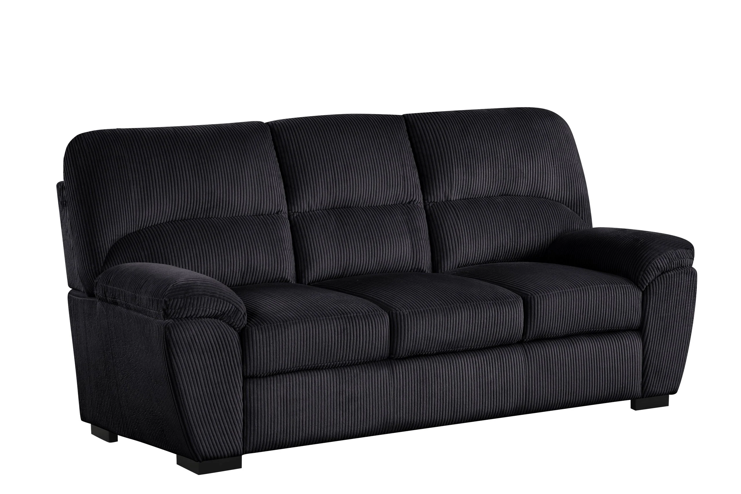 Tiffany Black Fabric 3-Piece Living Room Set - Image 2
