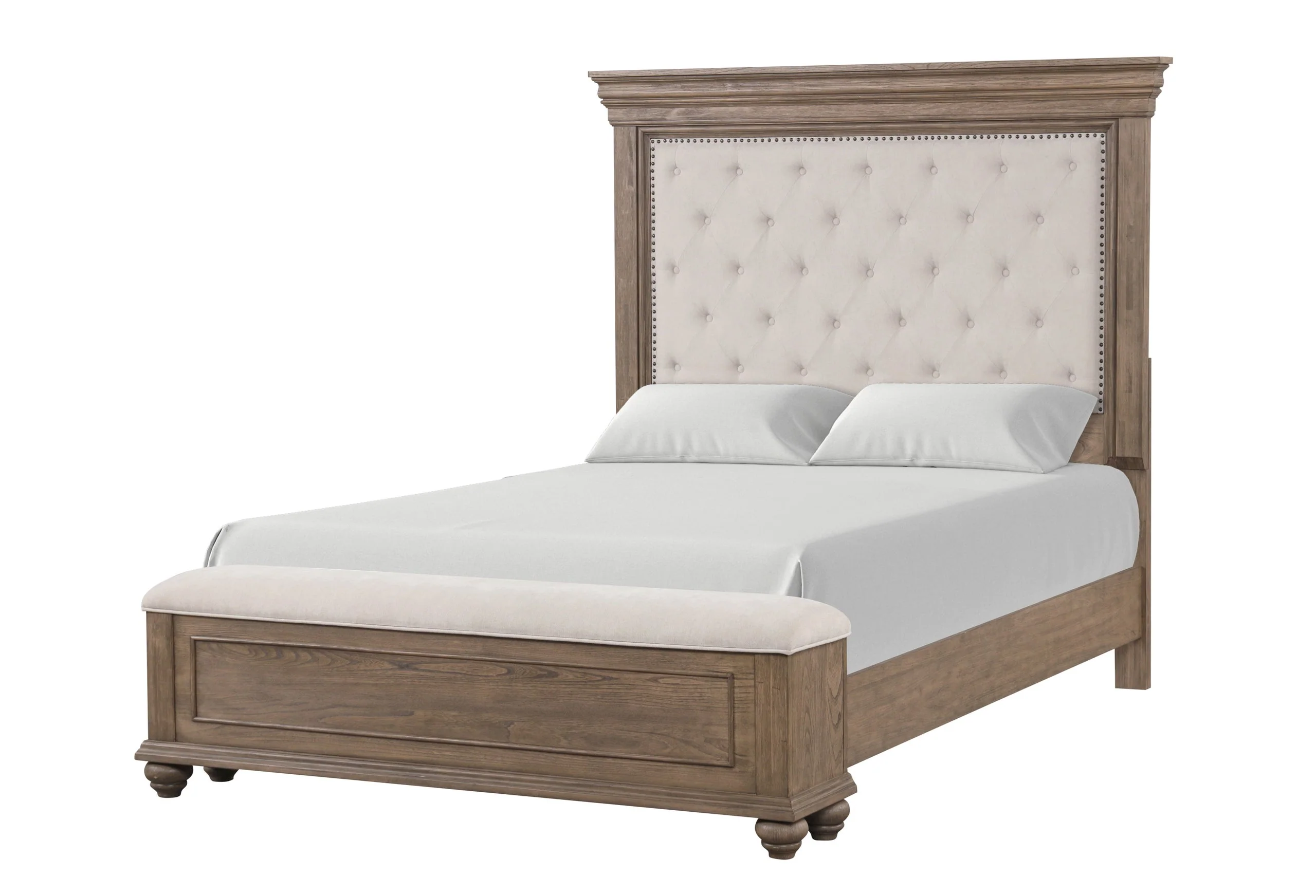 Nashville Light Brown Upholstered Tufted Panel Bedroom Set - Image 2