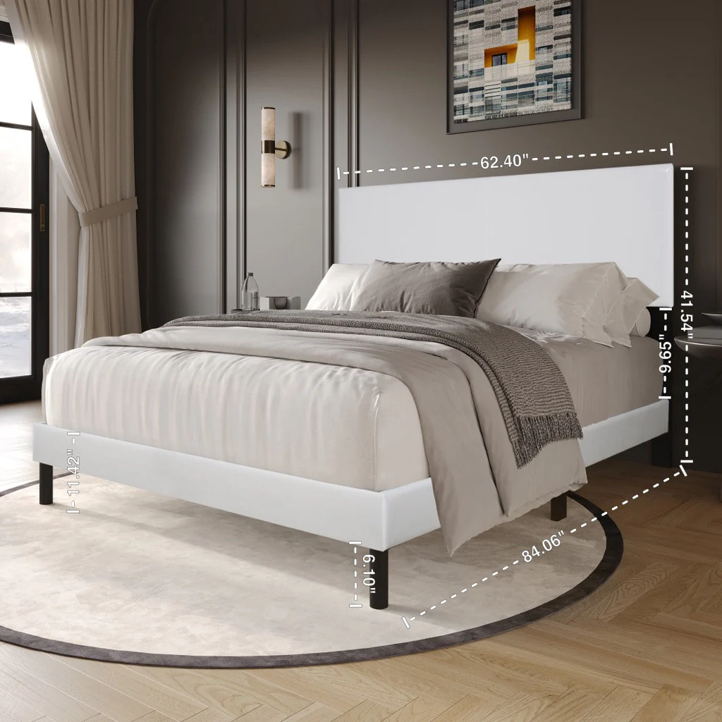 Helen White PU Platform Full Bed - Image 3
