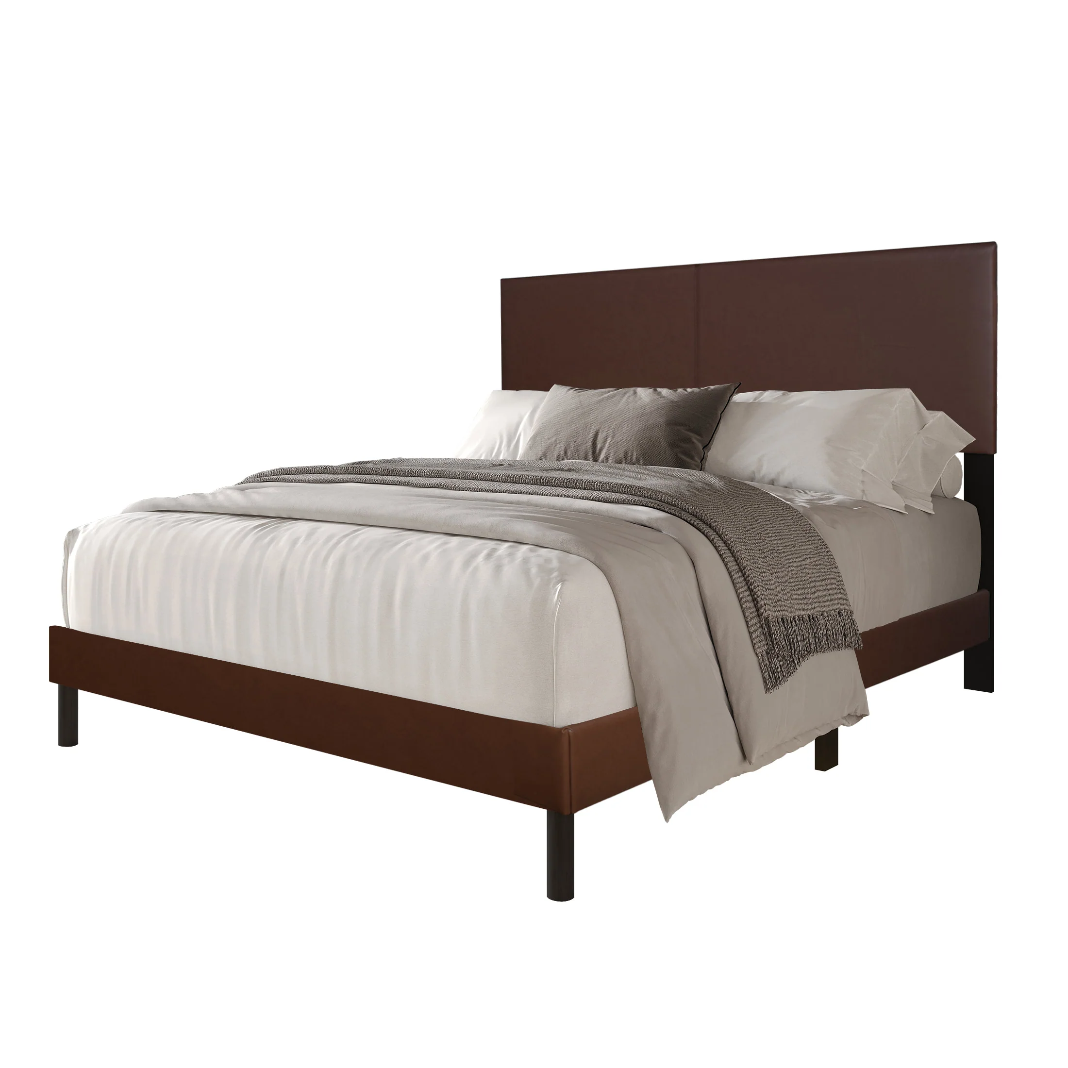 Helen Brown PU Platform King Bed - Image 2