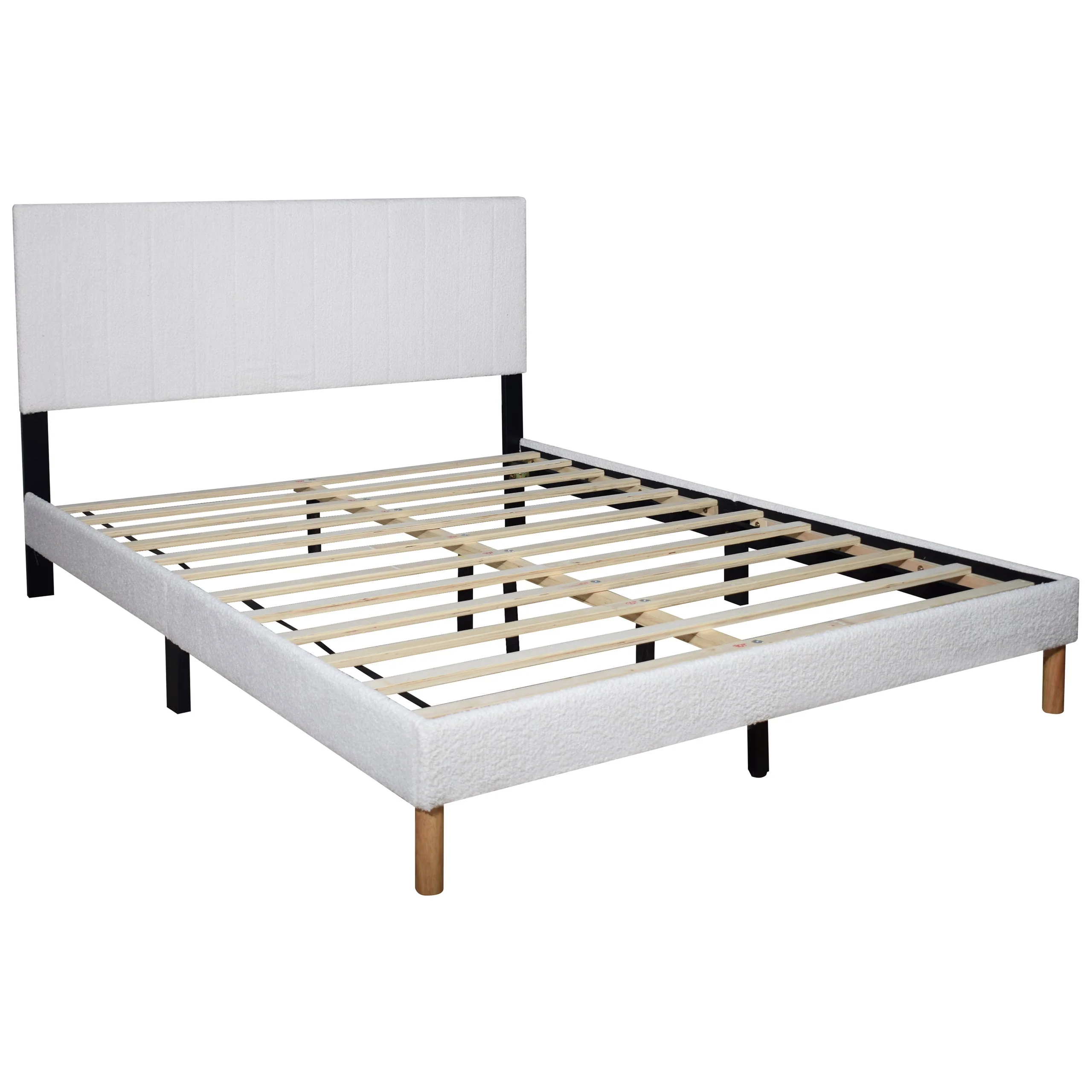 Heiden White Upholstered Platform Twin Bed - Image 2