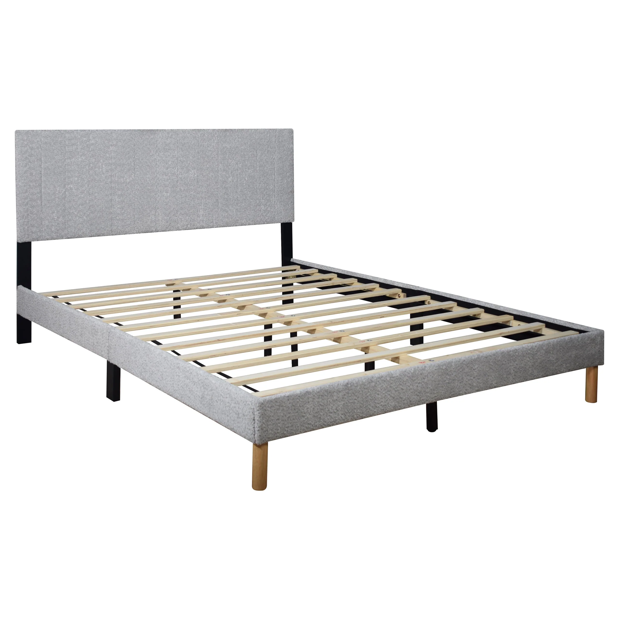 Heiden Light Gray Upholstered Platform King Bed - Image 2