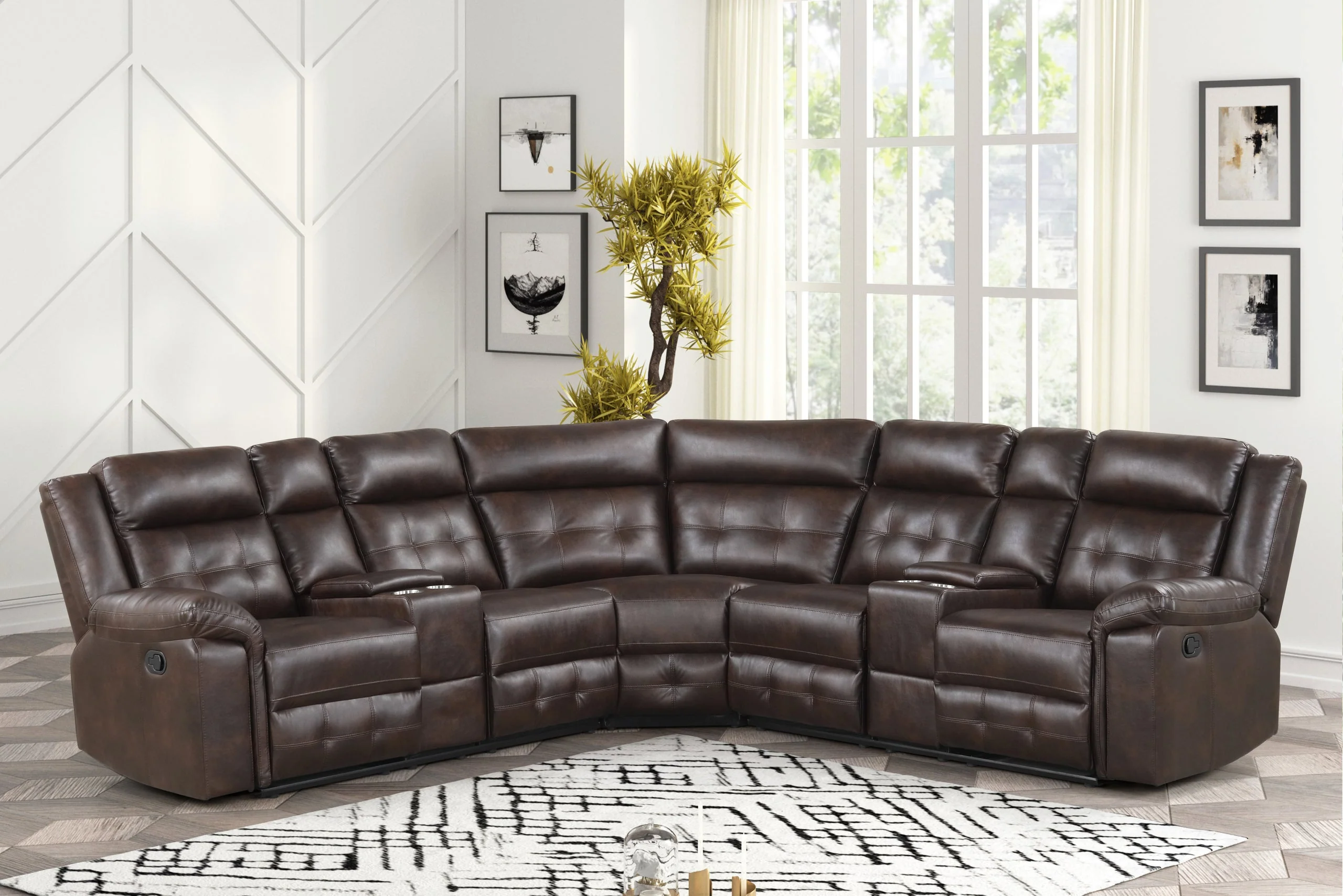 Jacob Espresso Leather Gel Reclining Sectional - Image 2