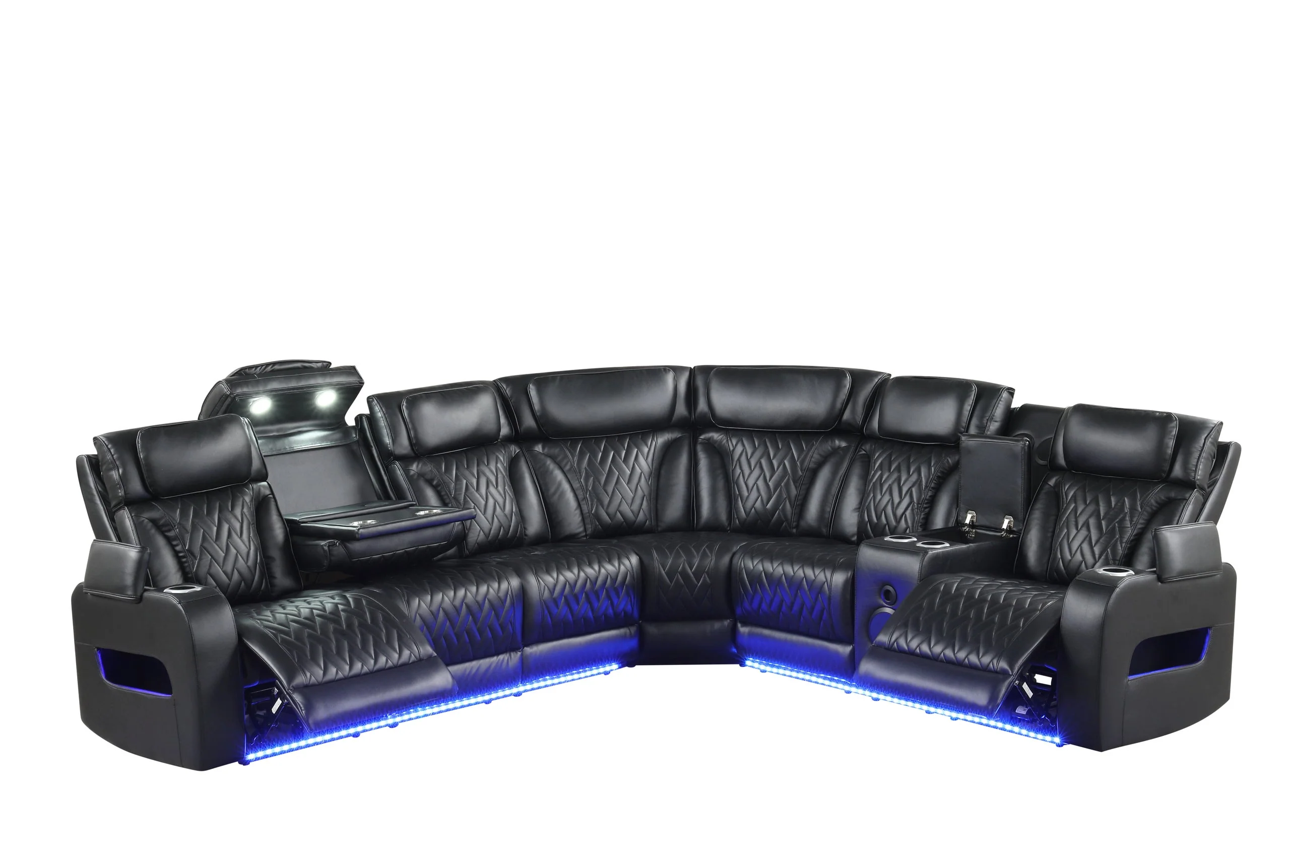 Barcelona Black Power Reclining Sectional w Power Headrests - Image 3