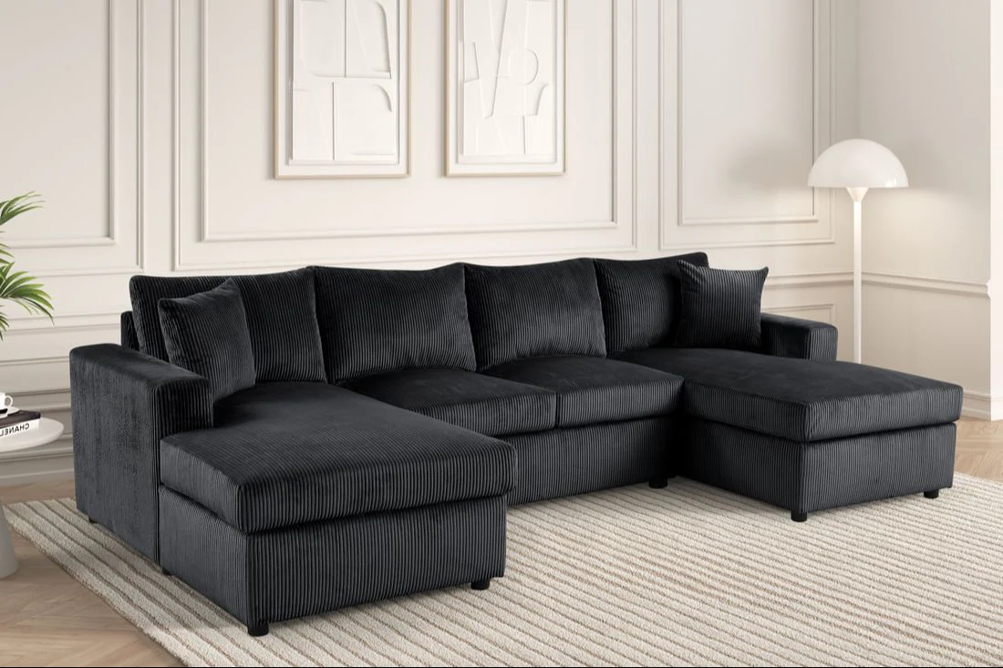 Terasa Black Double Chaise Sectional - Image 1