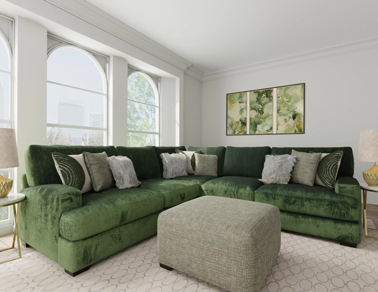 Corinthian Green 2-Piece Sectional - Image 1