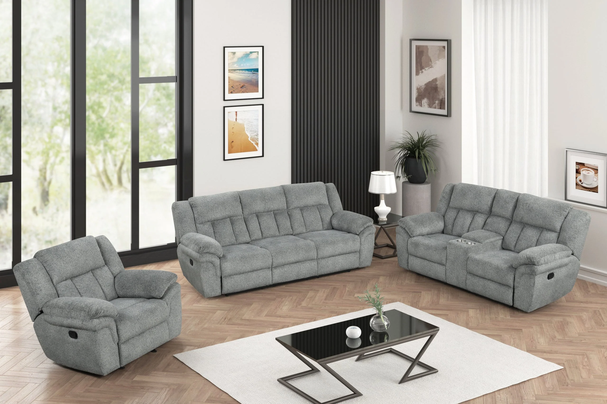 Dallas Gray 3-Piece Reclining Set - Image 2