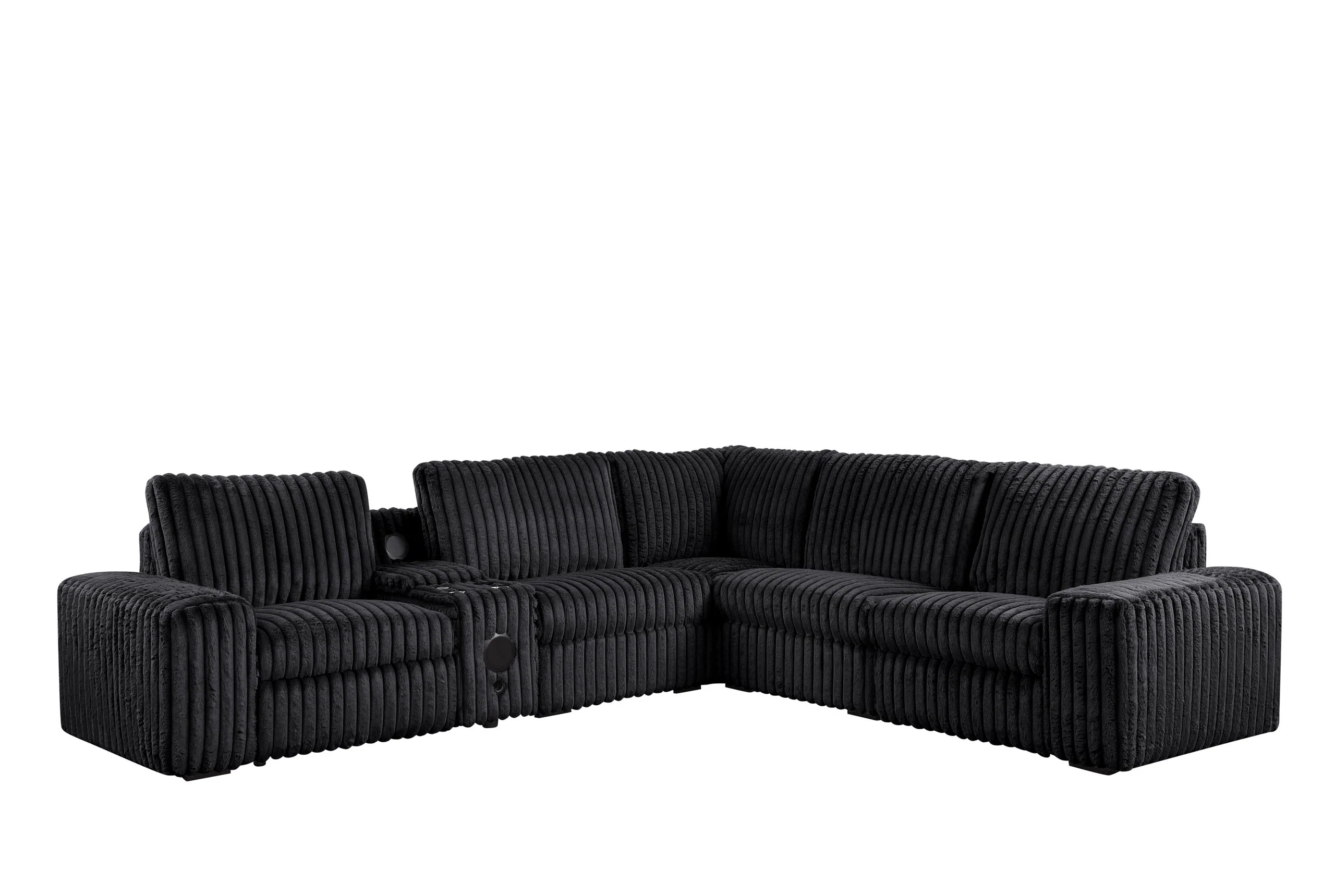 Amelia Onyx Power Reclining Sectional w Bluetooth Speakers - Image 3