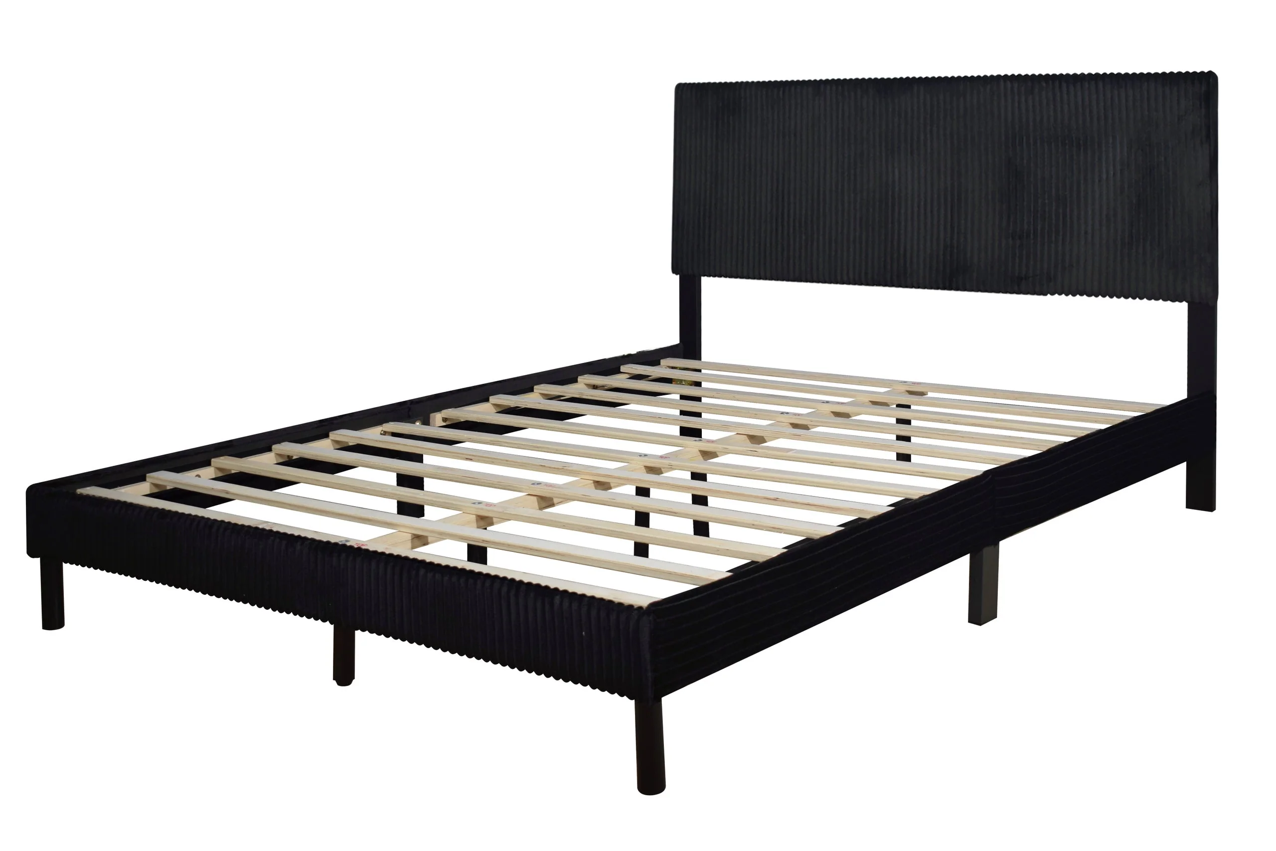 Helen Black Cord Fabric Platform Twin Bed - Image 2