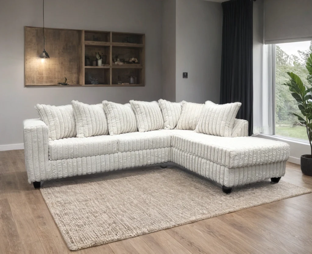 FiveTen Cream Velvet Sectional - Image 1