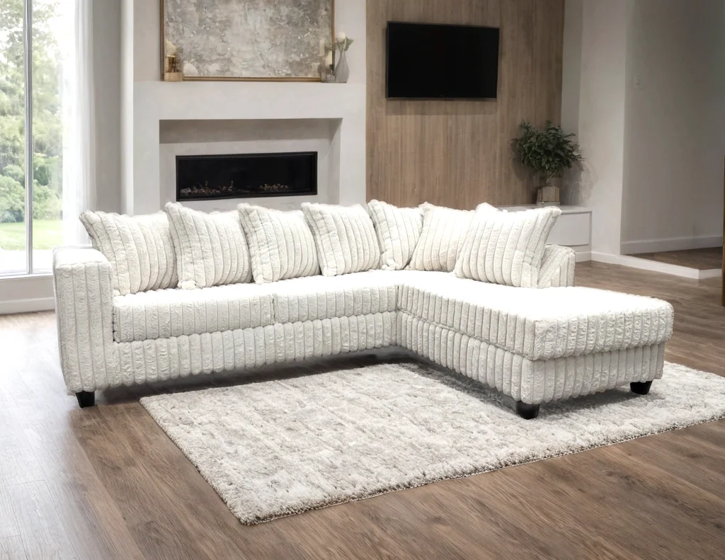 FiveTen Cream Velvet Sectional - Image 2