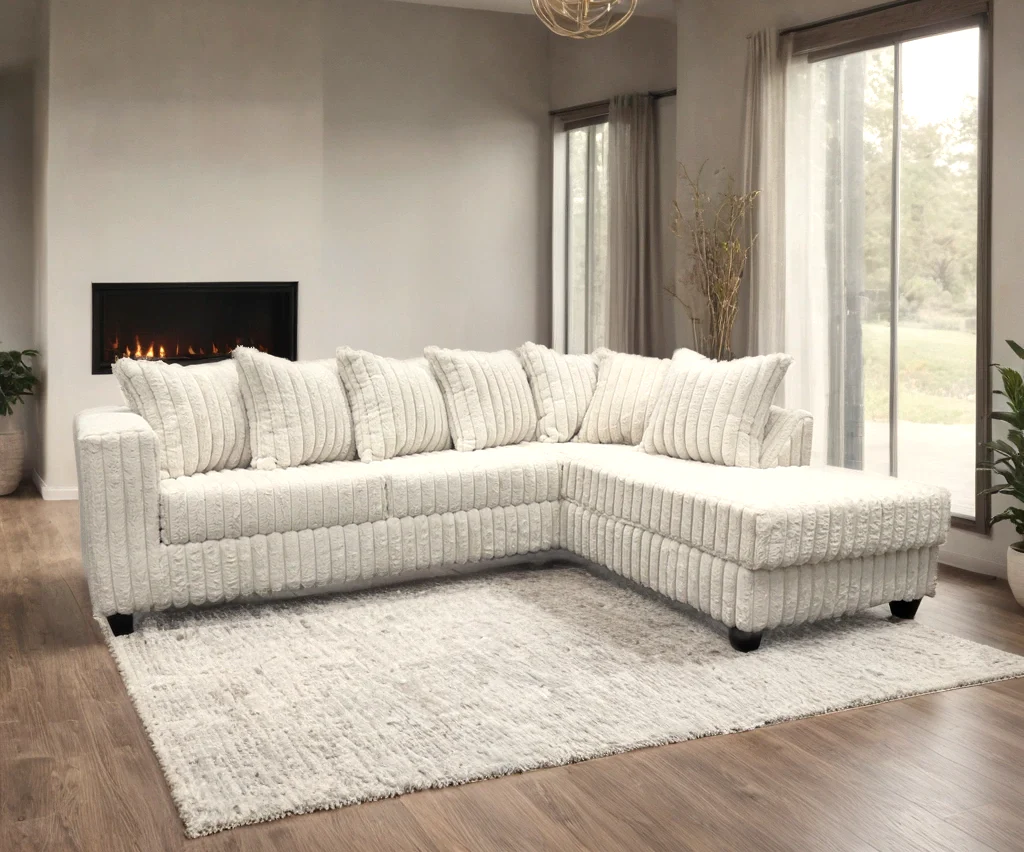 FiveTen Cream Velvet Sectional - Image 3