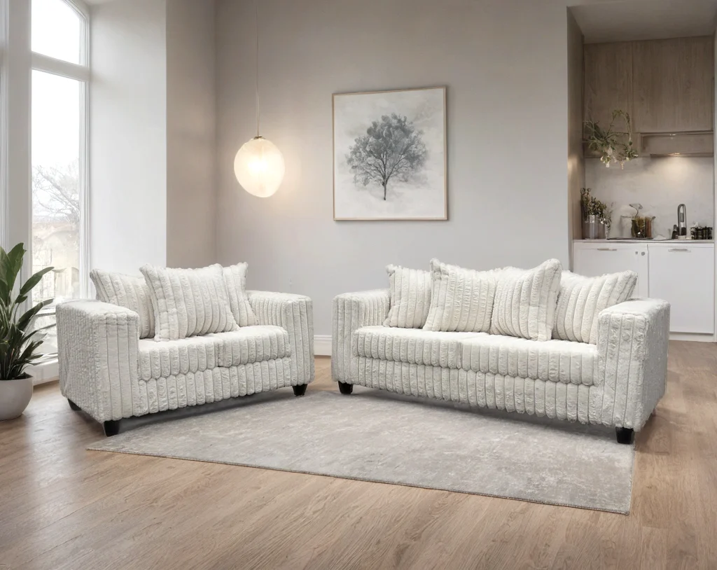 FiveTen Cream Velvet 2-Piece Living Room Set - Image 2