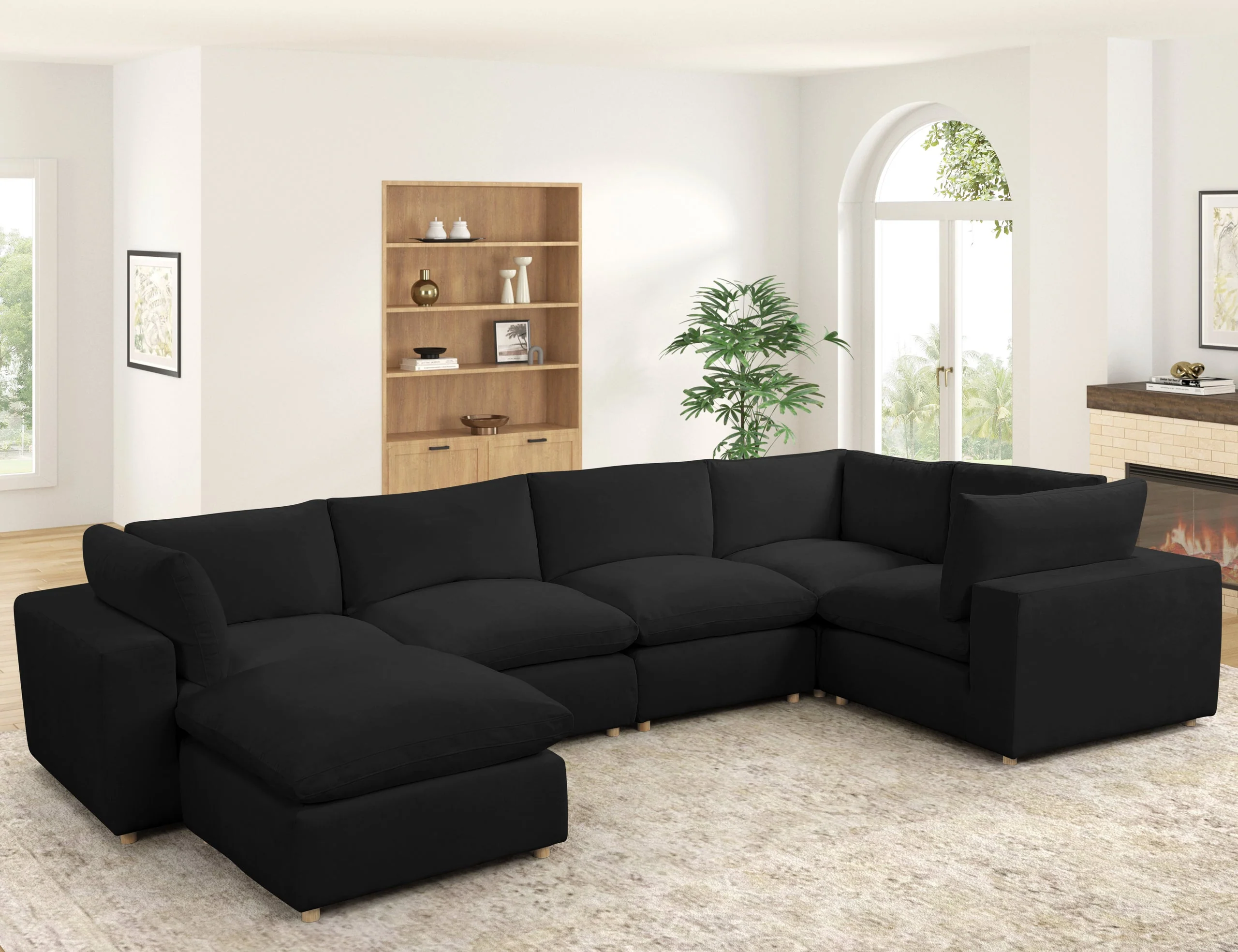 Xlcloud Black Sectional + Ottoman - Image 2