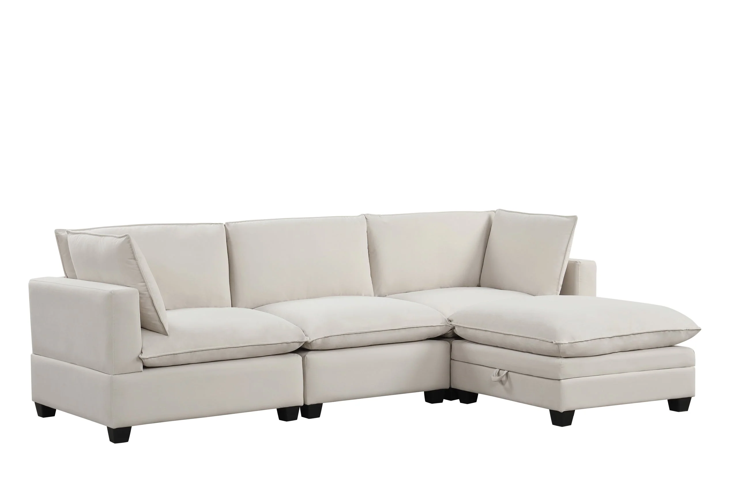 Cloud Cream Velvet Modular Sectional - Image 2