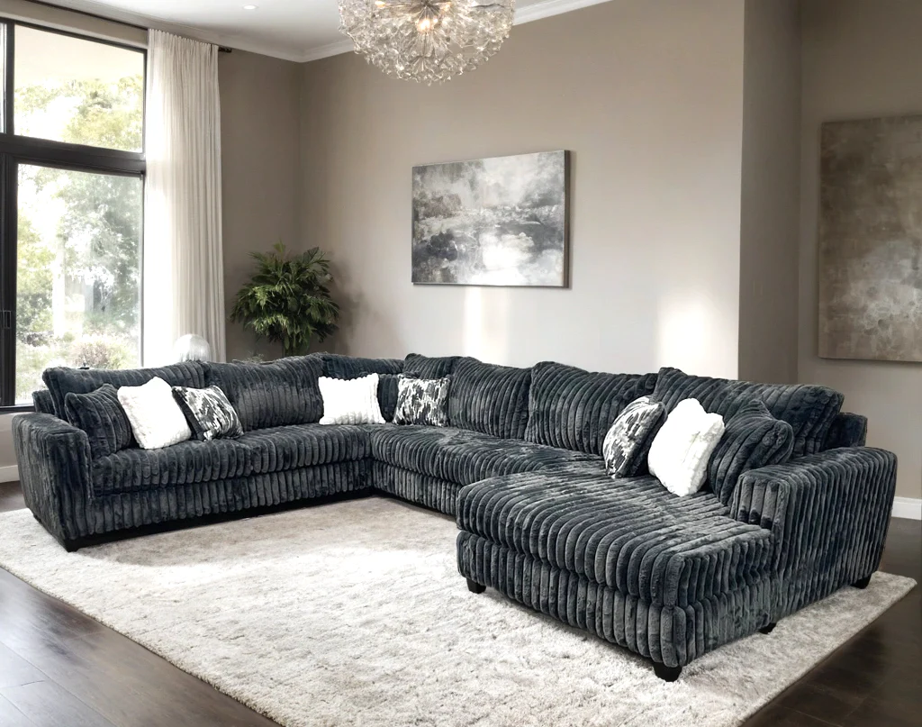 Marlo Charcoal 4-Piece Oversized Sectional - Image 1