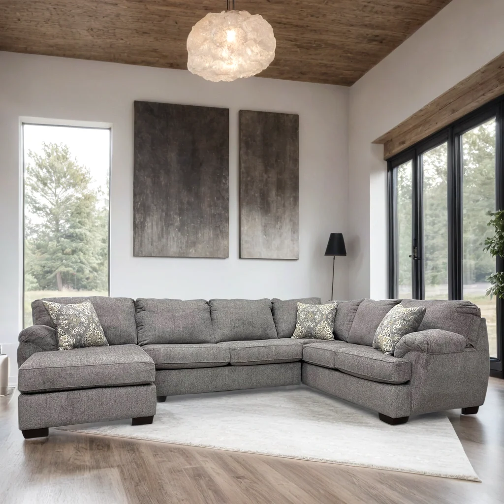 Brentwood Gray Chenille Sectional - Image 2