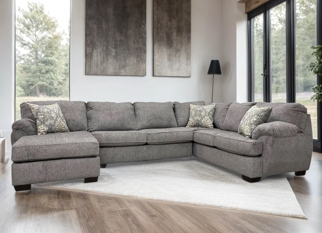 Brentwood Gray Chenille Sectional - Image 1