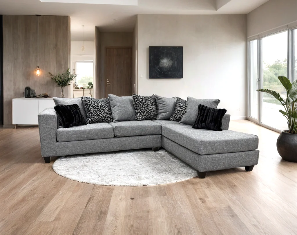 Monroe Gunmetal Fabric Sectional - Image 1