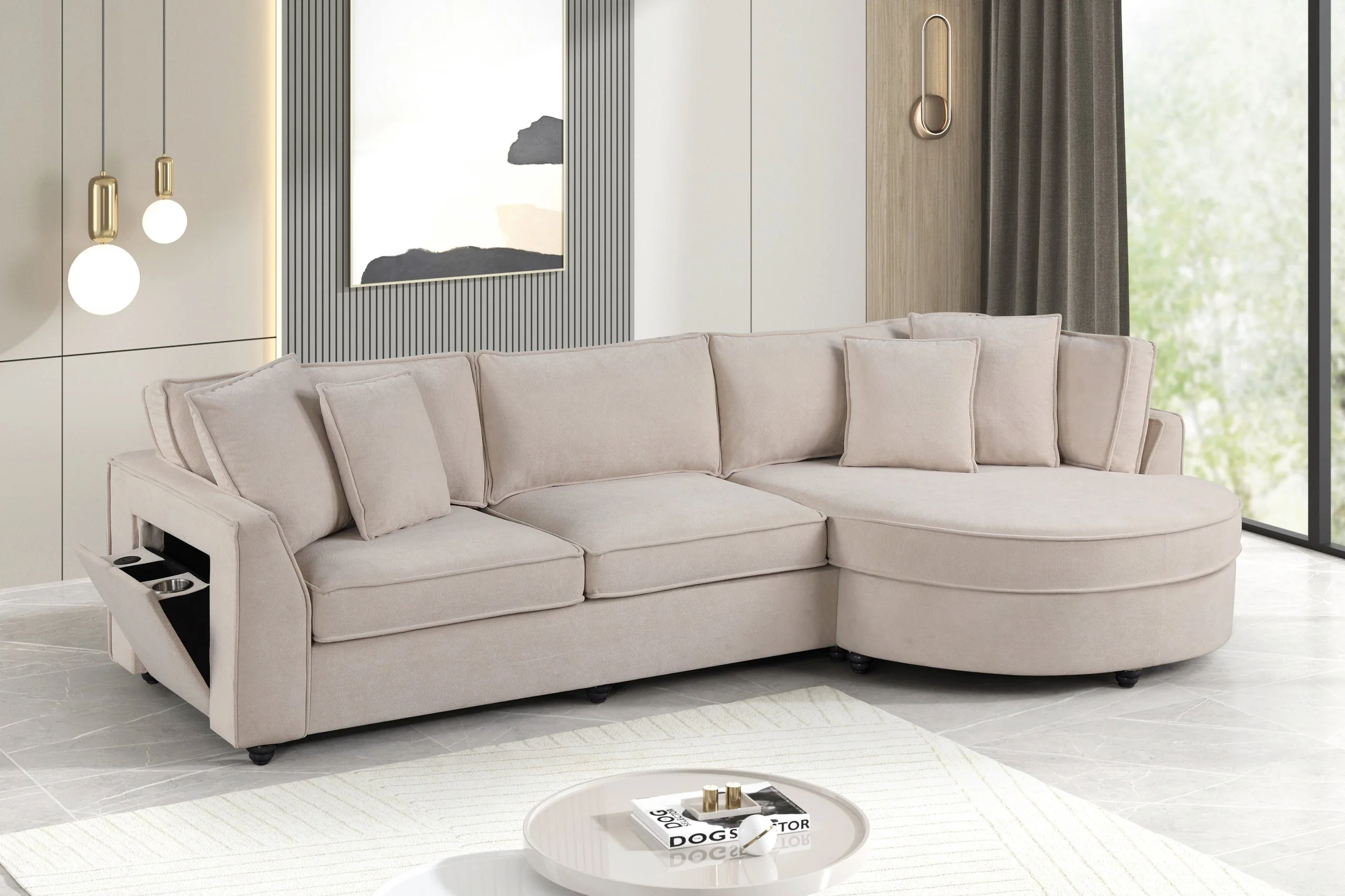 Elva Beige Sectional w Reversible Chaise - Image 2