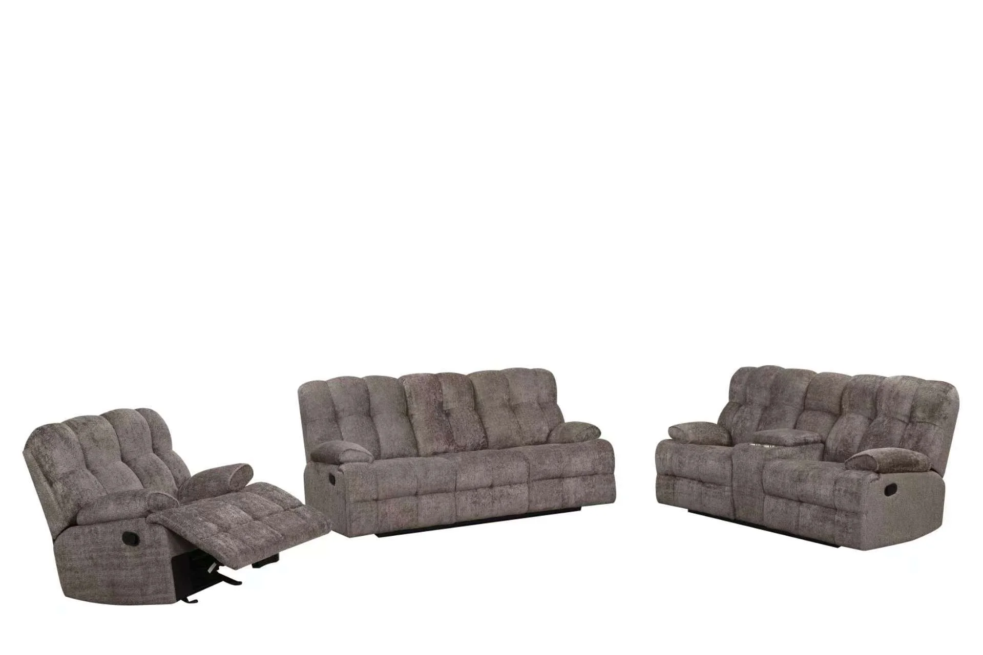 Martina Brown Fabric 3-Piece Reclining Set - Image 2