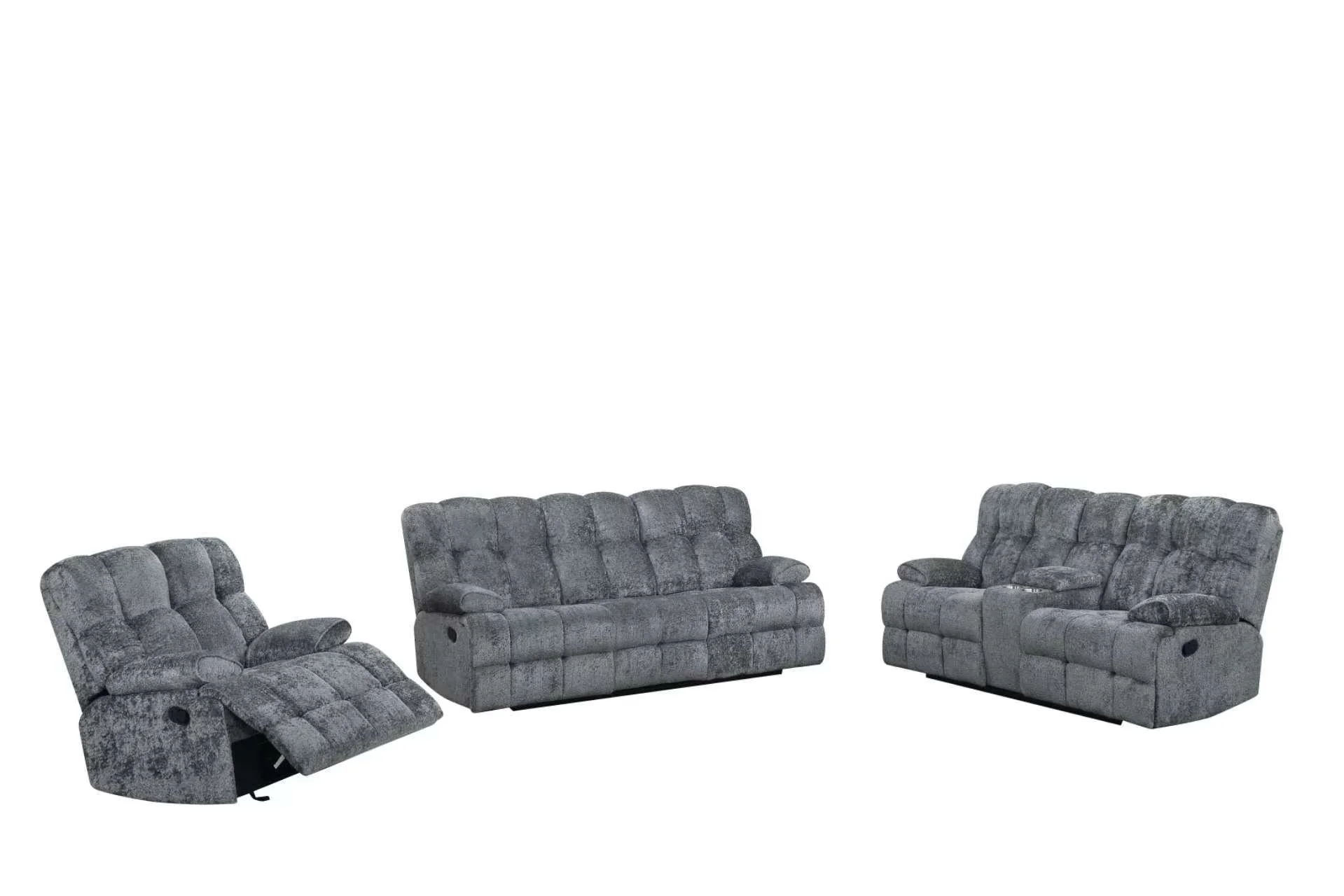 Martina Charcoal Fabric 3-Piece Reclining Set - Image 2