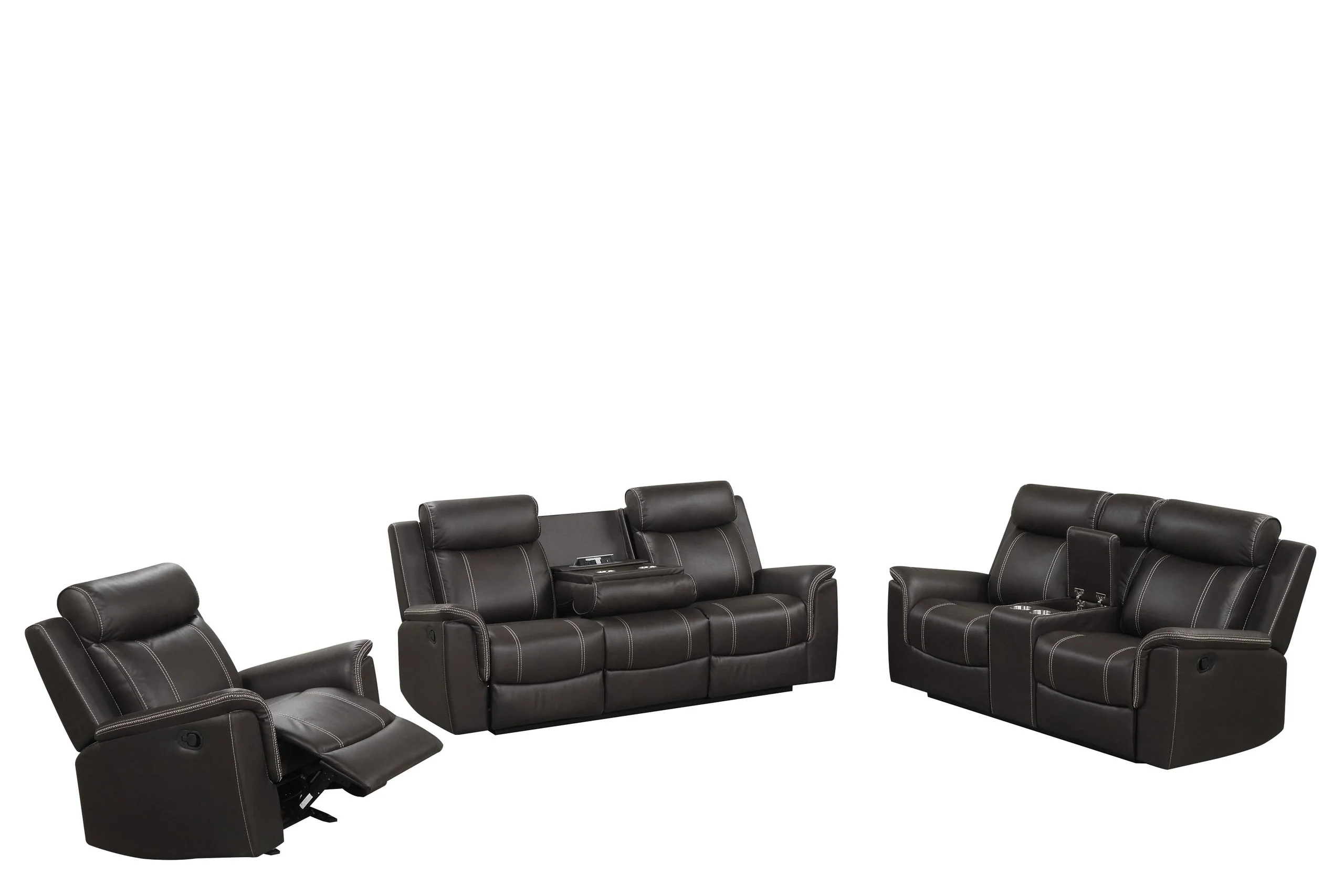 Sofia Espresso 3-Piece Reclining Set - Image 2