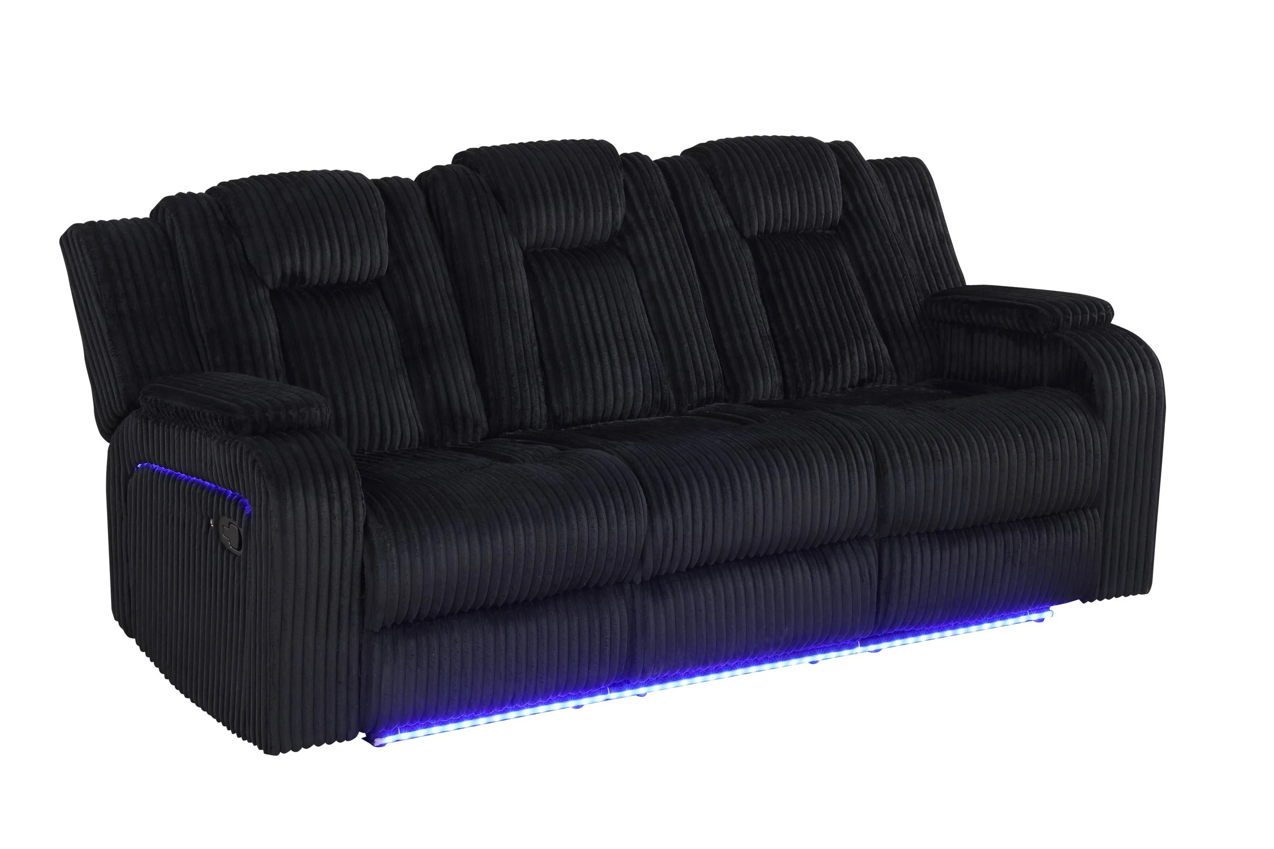 Hulk Black Fabric 3-Piece Reclining Set - Image 3