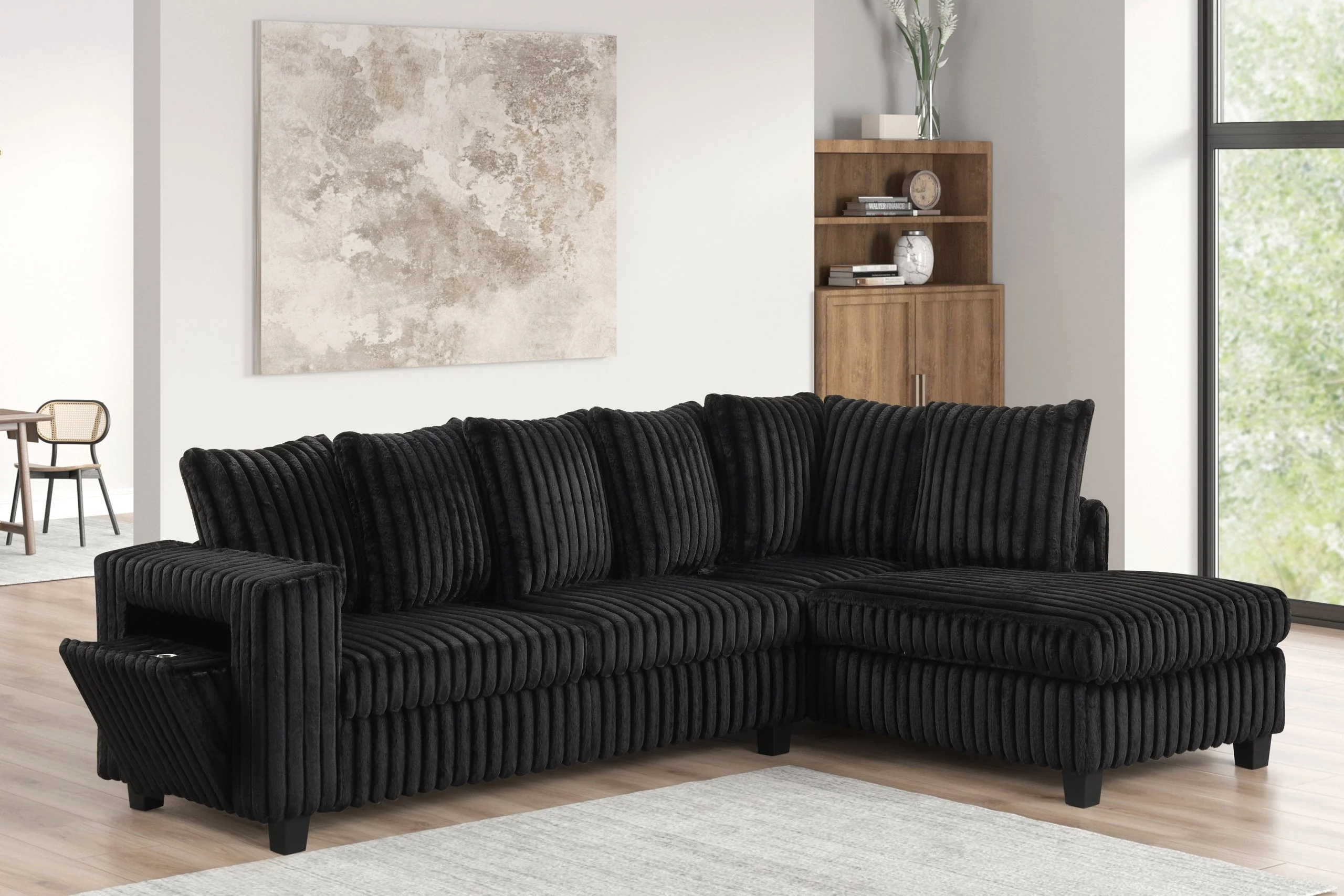 Fiven Black Reversible Sectional - Image 2