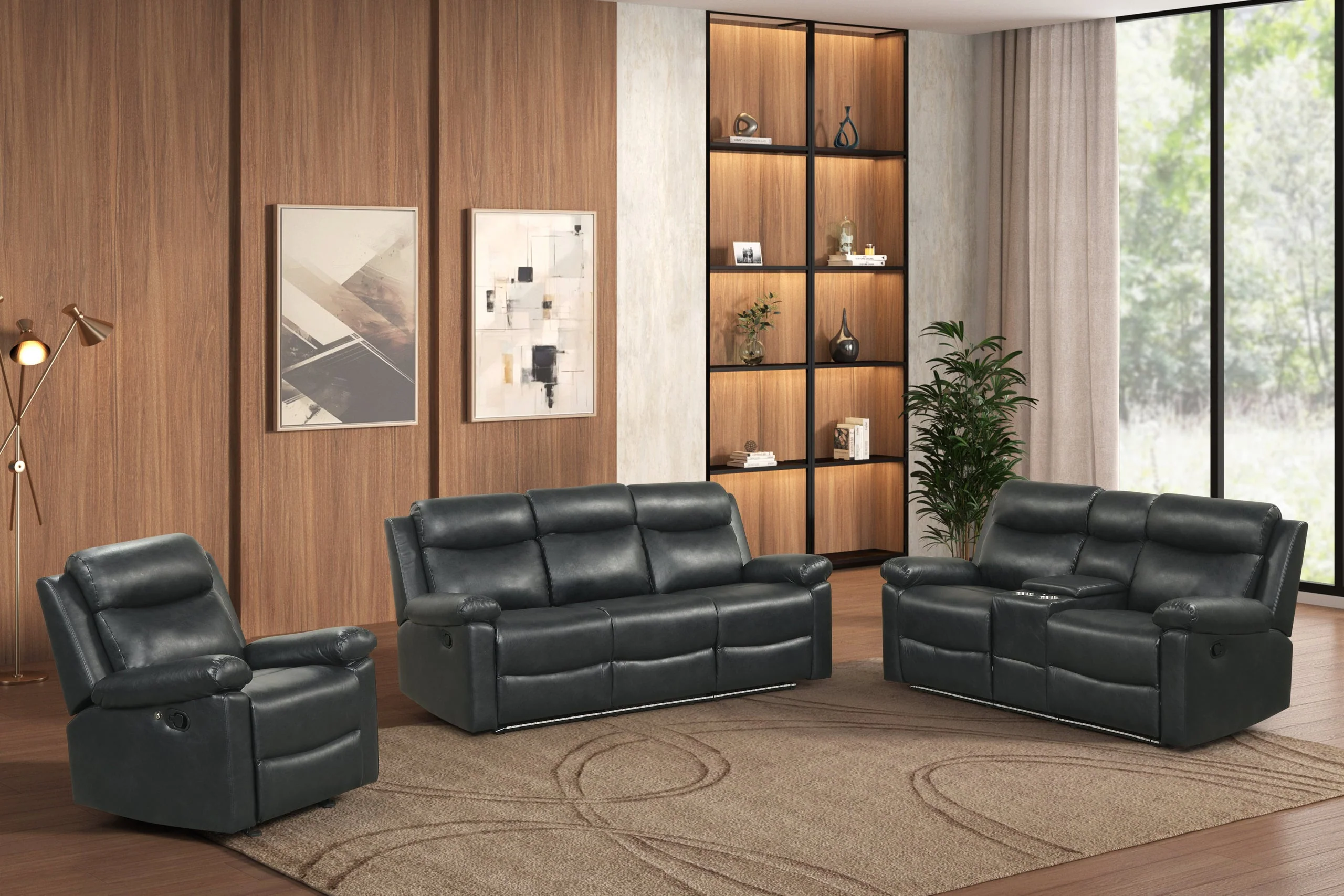 Isabel Black 3-Piece Reclining Set - Image 2