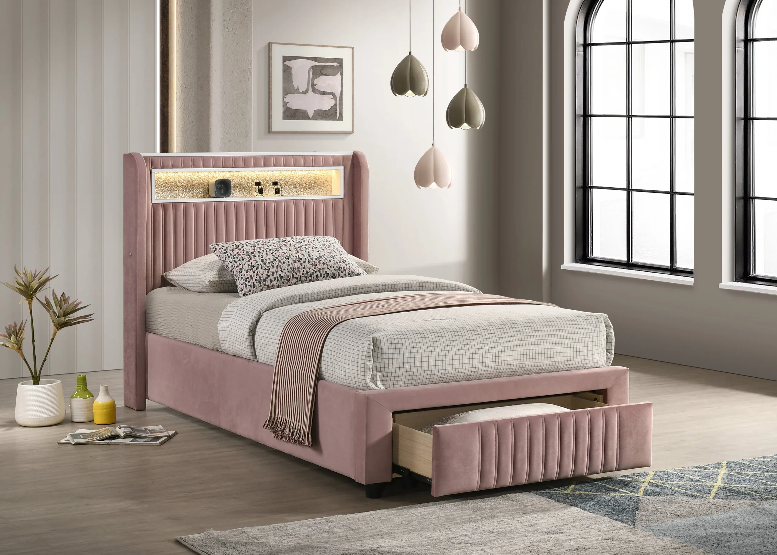Cupid Pink Platform Twin Bed - Image 3