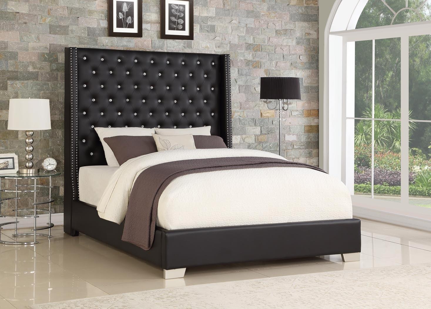 Wendy Black Upholstered Tufted King Bed - Image 1