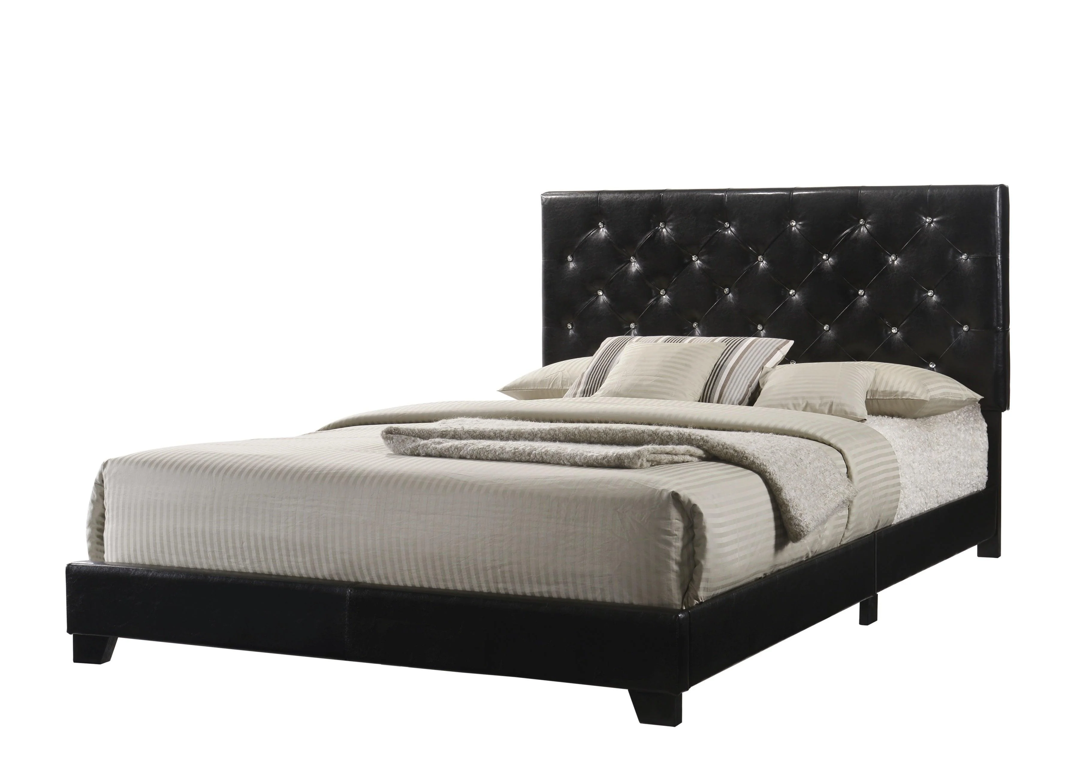Ridenhour Black Faux Leather Upholstered Tufted Platform Full Bed - Image 2