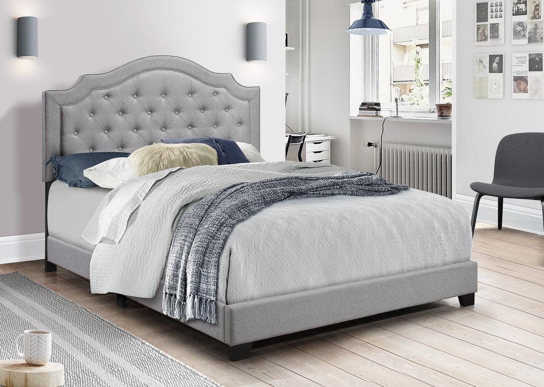 Starbed Gray Fabric Upholstered Tufted King Bed - Image 1