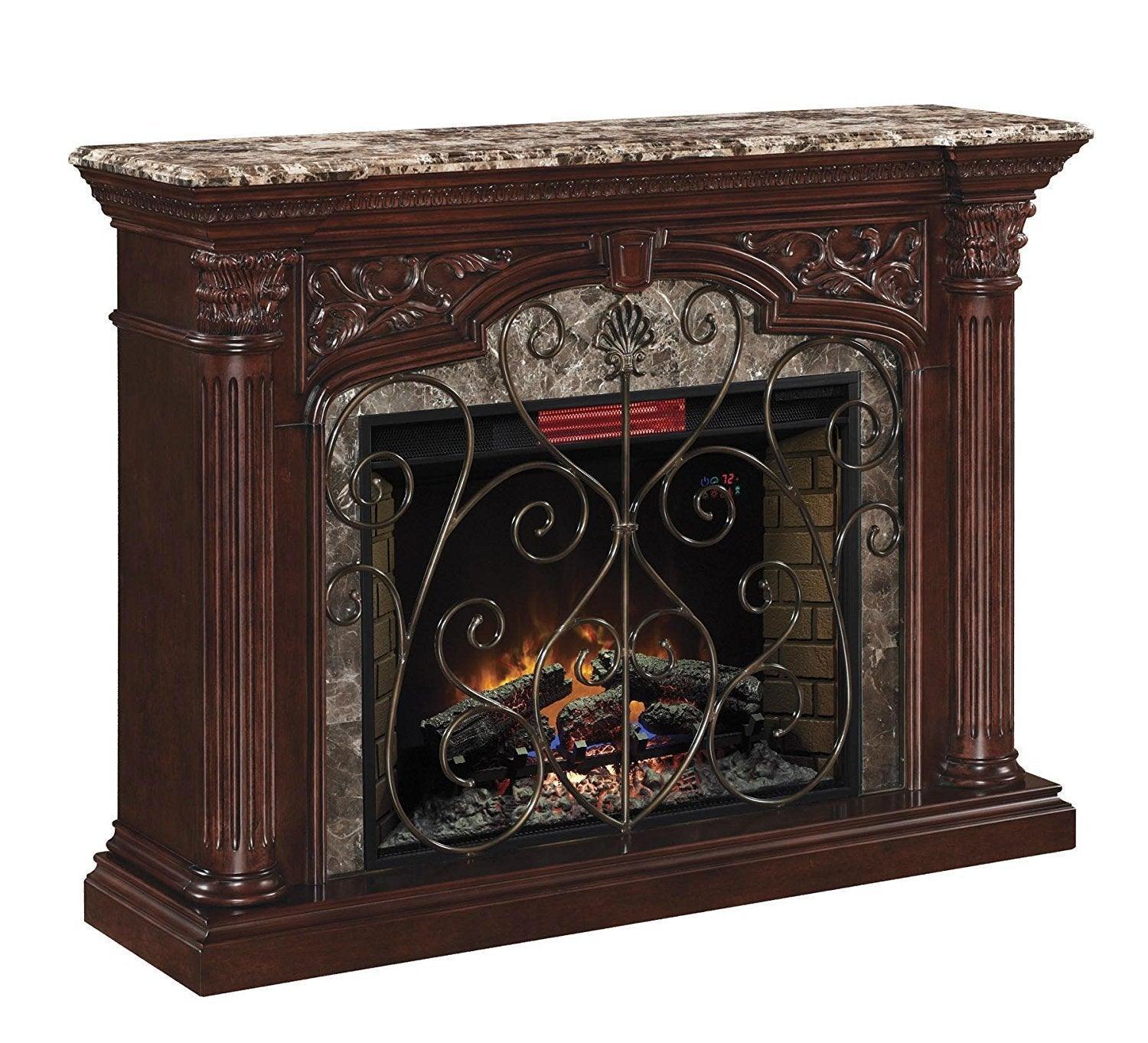Astoria Infrared Electric Fireplace Mantel in Empire Cherry Brown Victoria Minor - Image 1