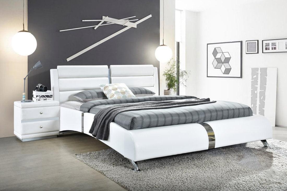 Vegas White Faux Leather Upholstered Platform King Bed - Image 1