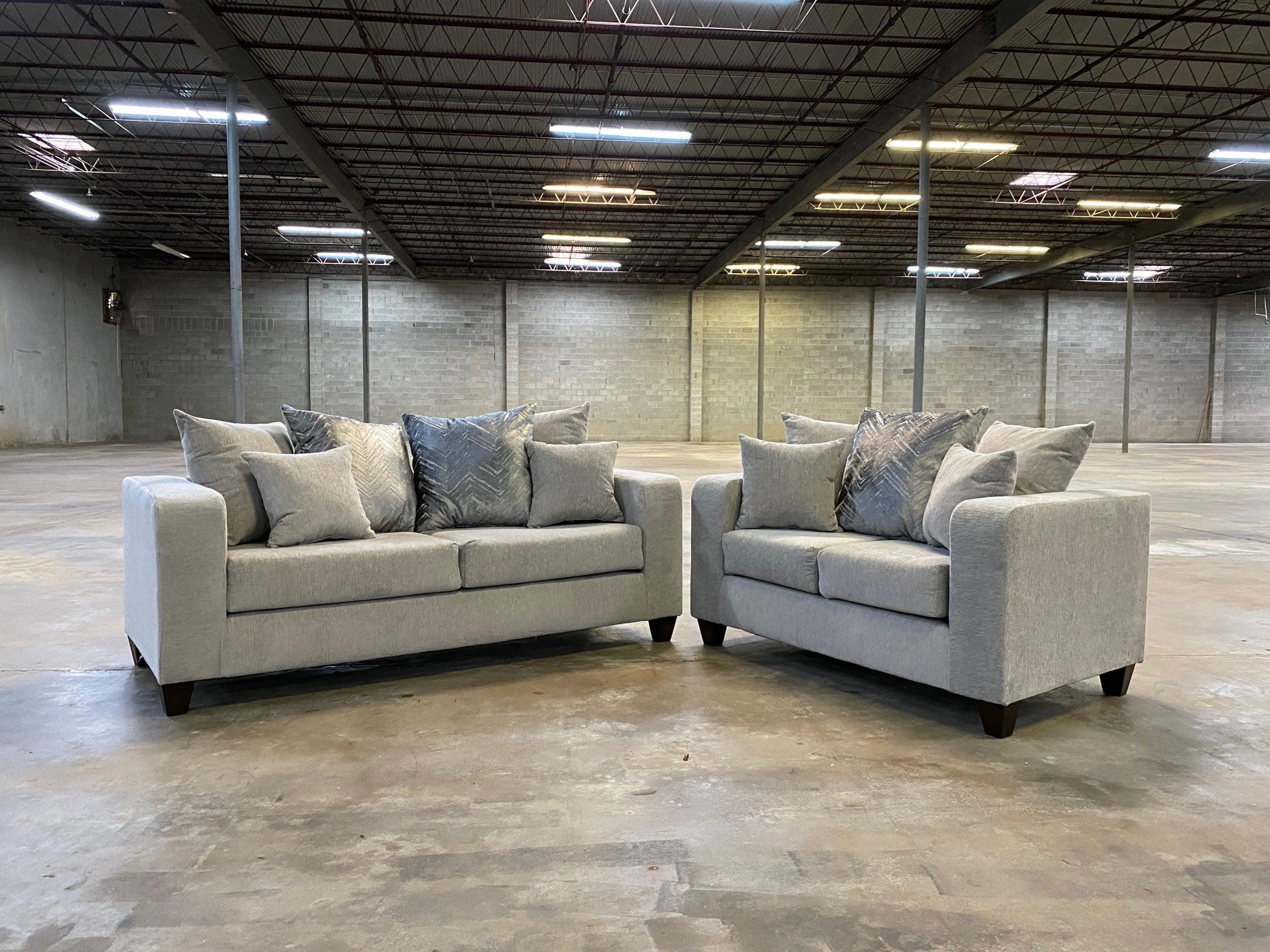 Monroe  Dove Gray Fabric 2-Piece Living Room Set - Image 2