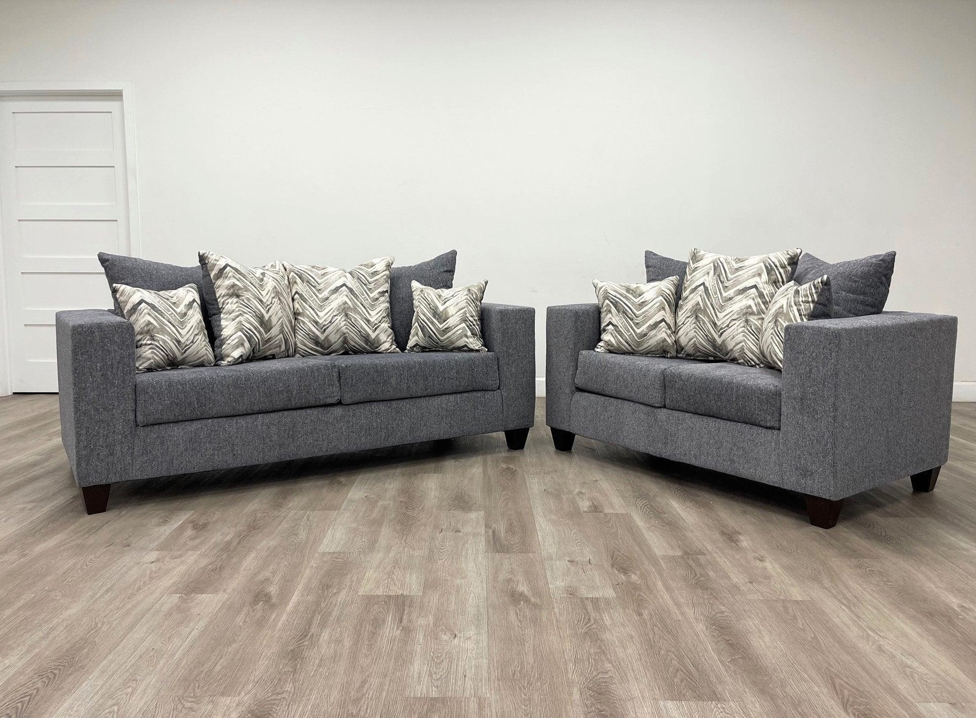 Monroe Charcoal Fabric 2-Piece Living Room Set - Image 1