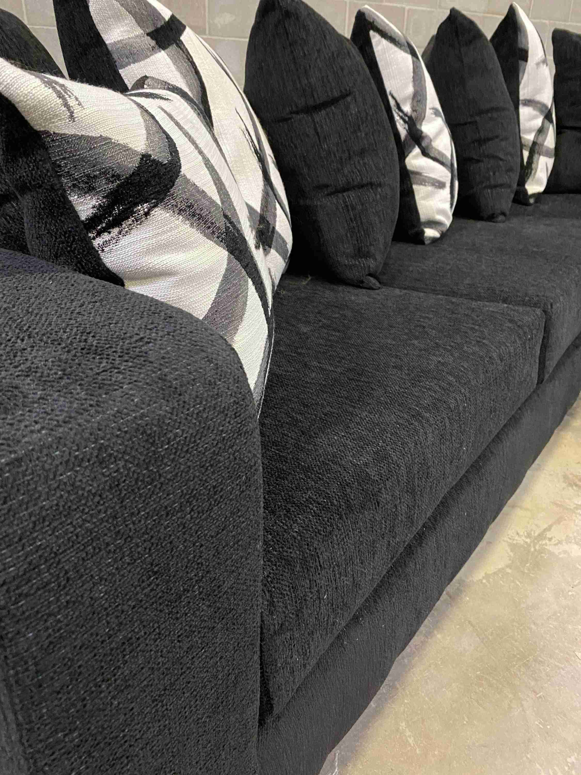 Monroe Black Velvet Upholstered Sectional - Image 2