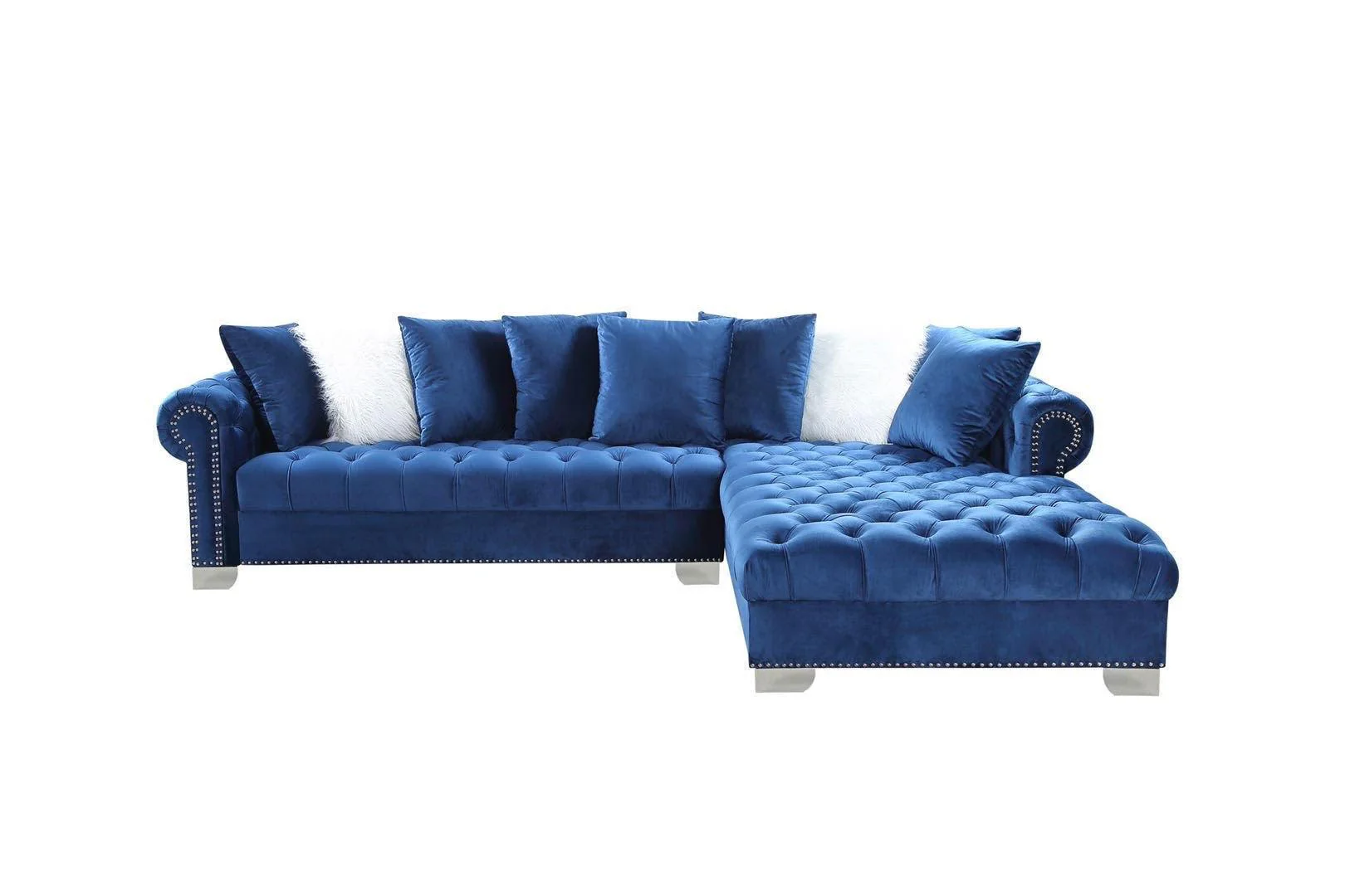 London Blue Legs Velvet Tufted Sectional Oversize - Image 3