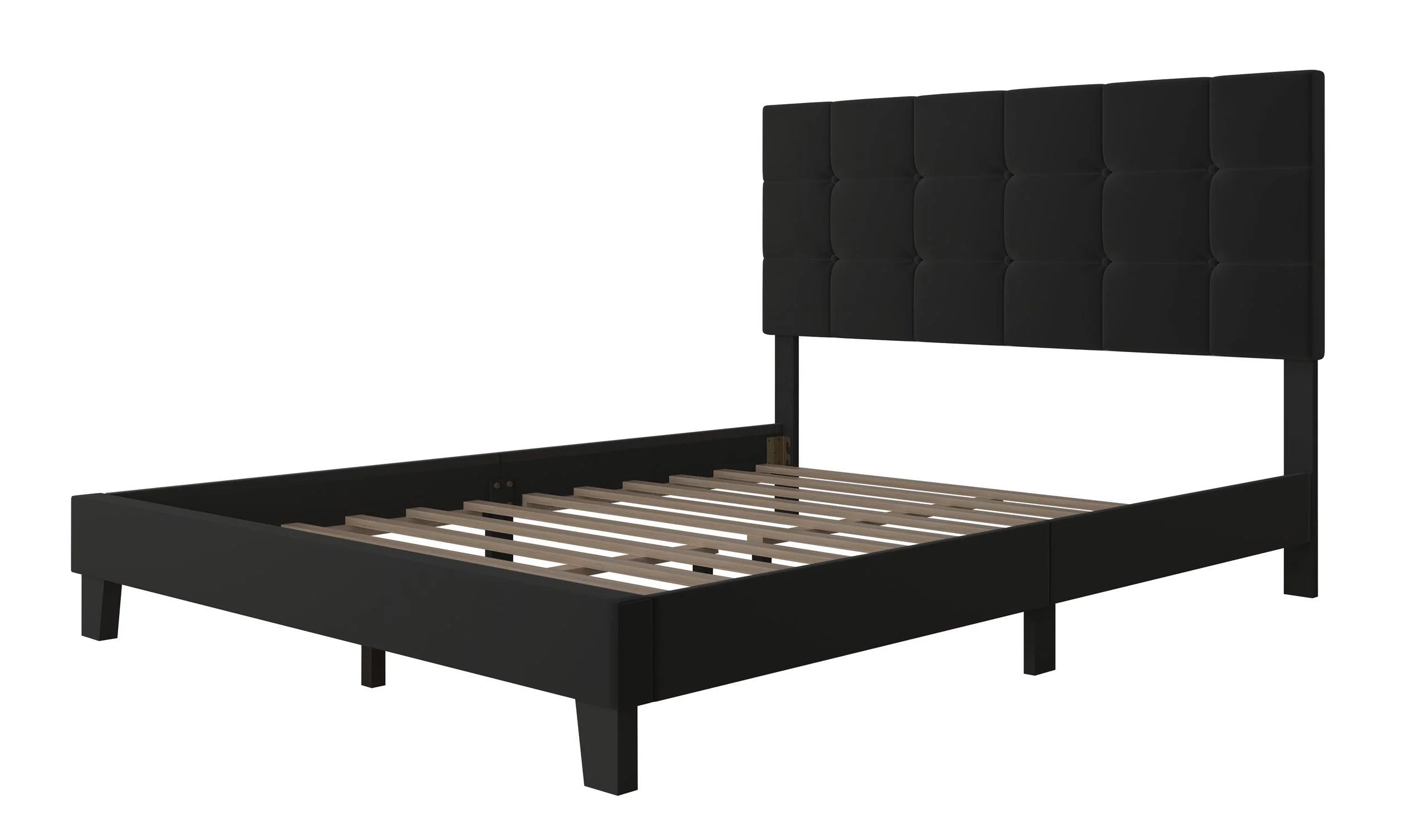 Nini Black Upholstered Platform Queen Bed - Image 3