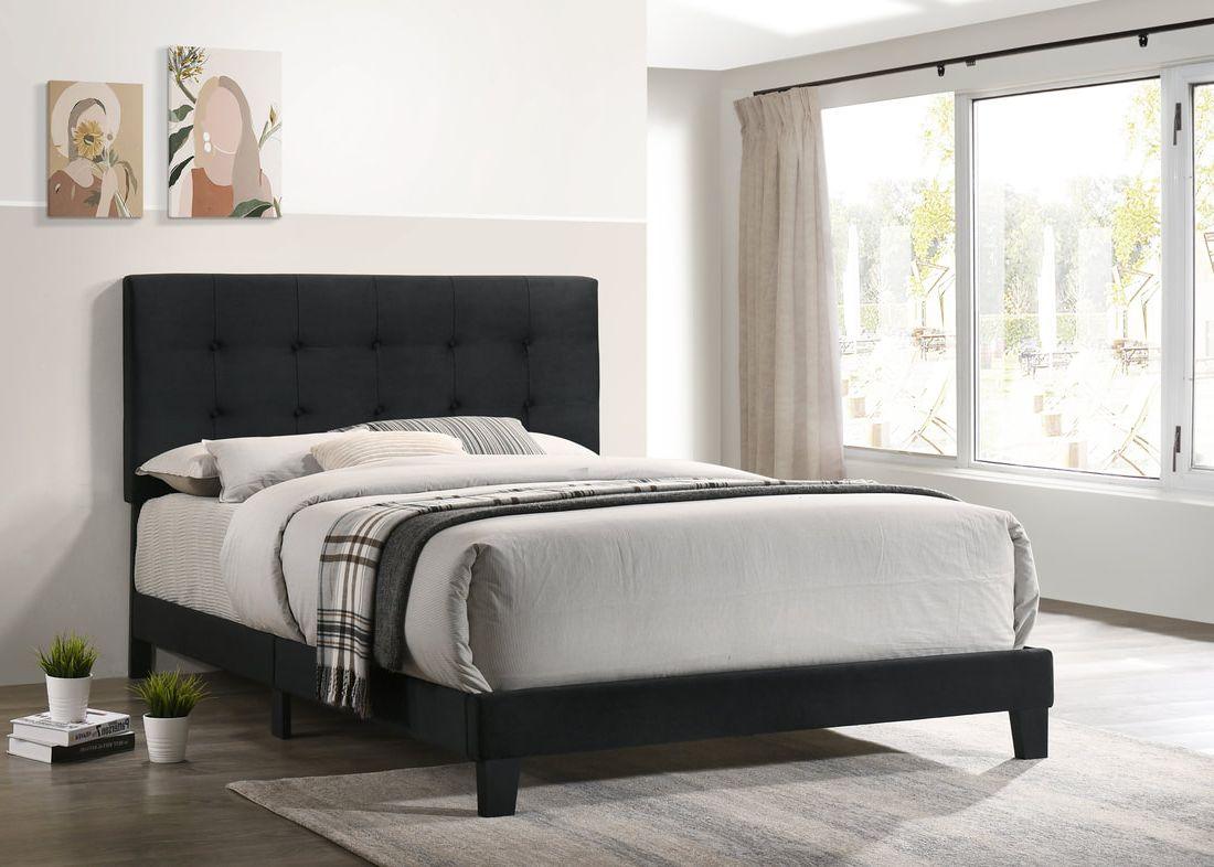 Nini Black Upholstered Platform Queen Bed - Image 2