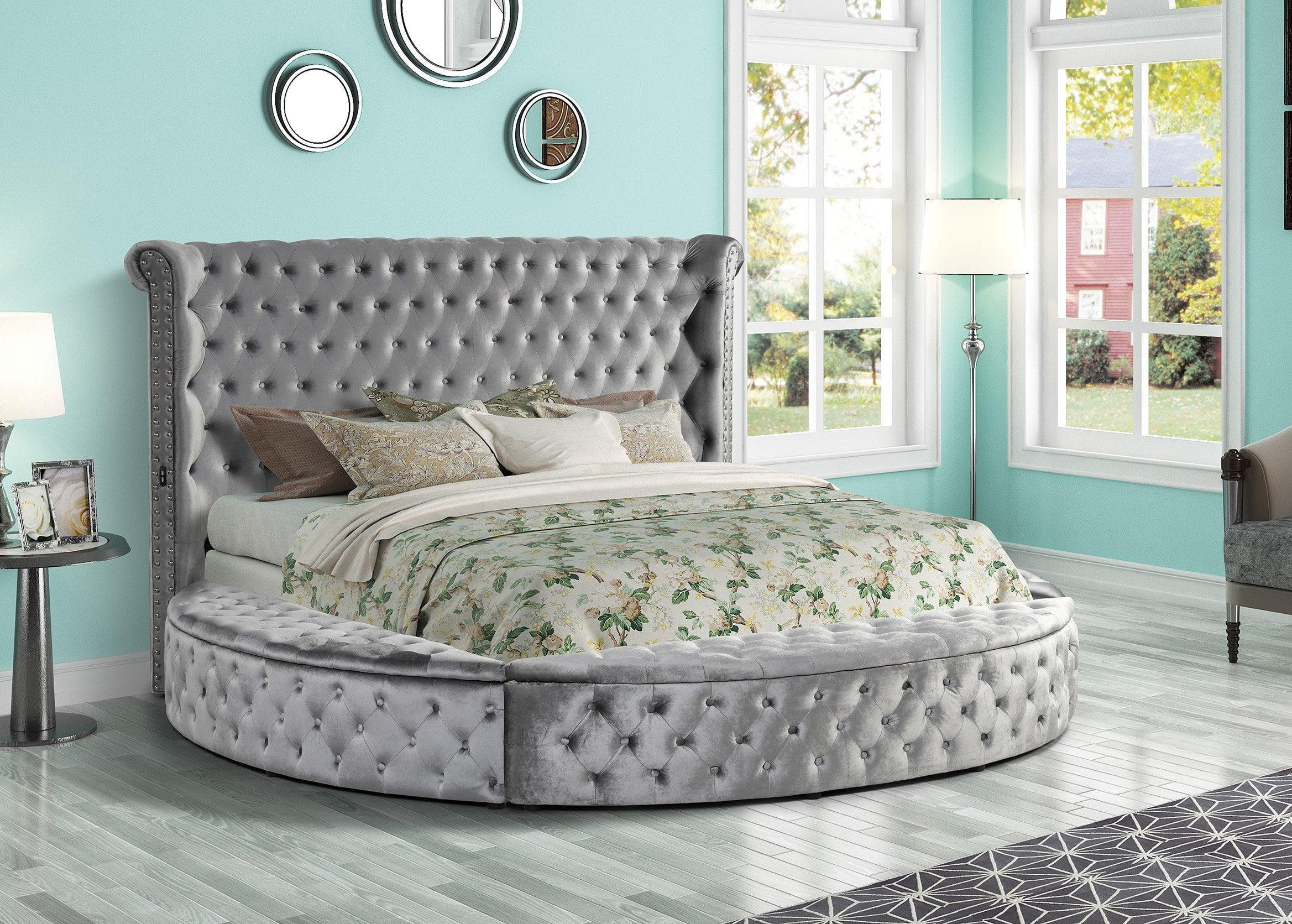 Penthouse Gray Velvet Upholstered Tufted Storage King Bed - Image 2