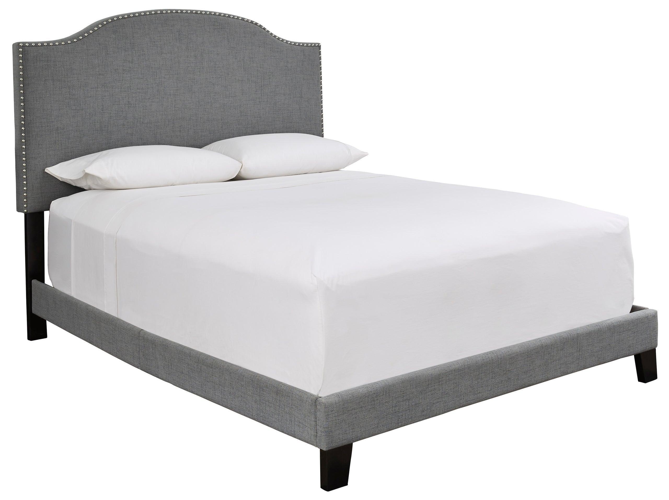 Adelloni Gray Fabric Upholstered Platform Queen Bed - Image 3