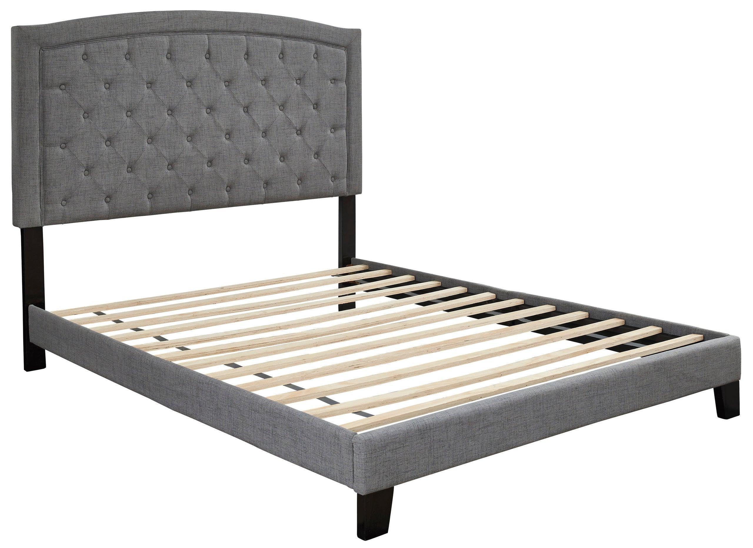 Adelloni Gray Fabric Upholstered Tufted Platform Queen Bed - Image 3