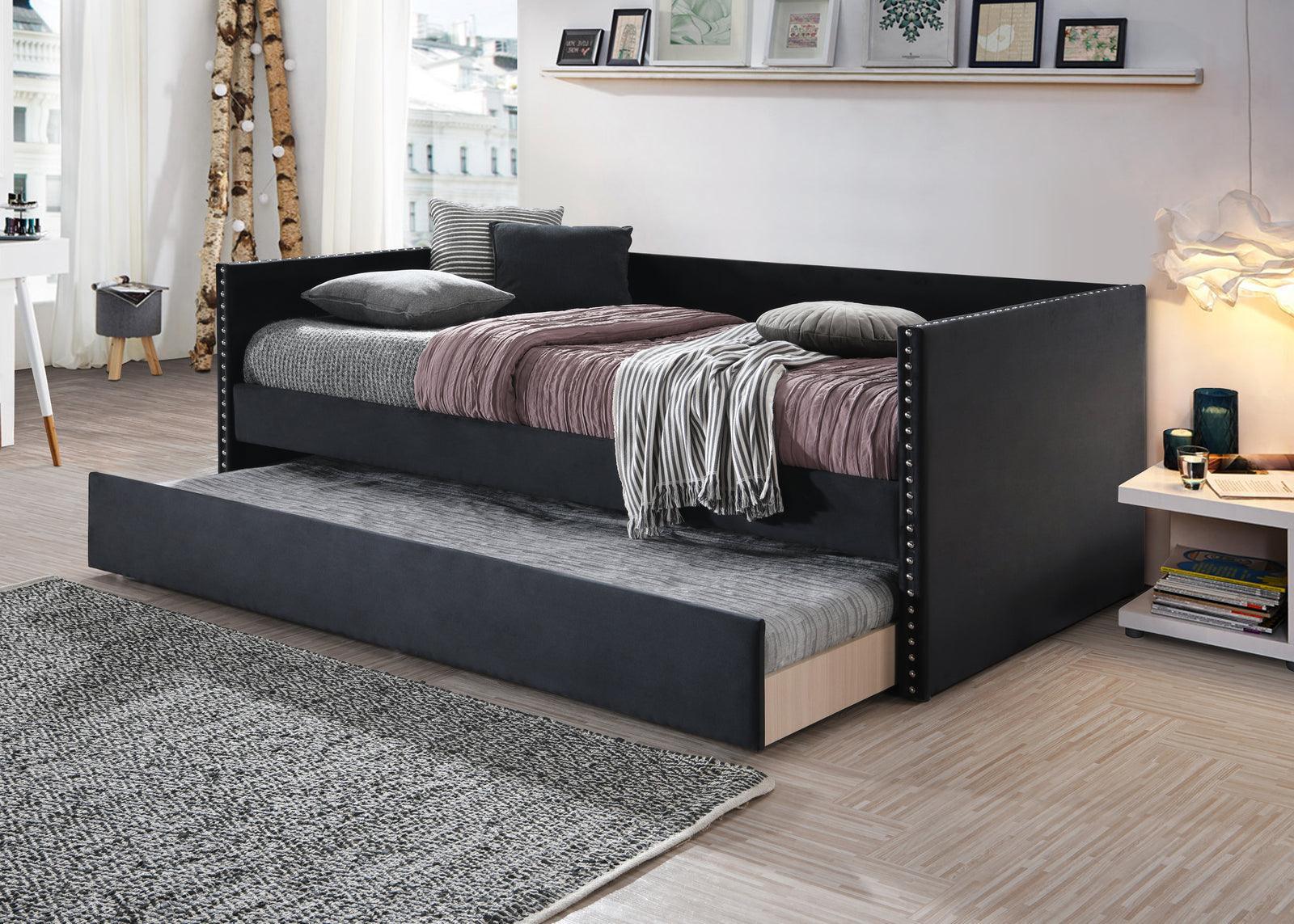 Sadie Black Trundle Velvet Daybed