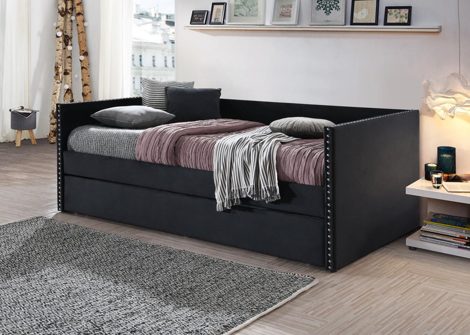Sadie Black Trundle Velvet Daybed - Image 2