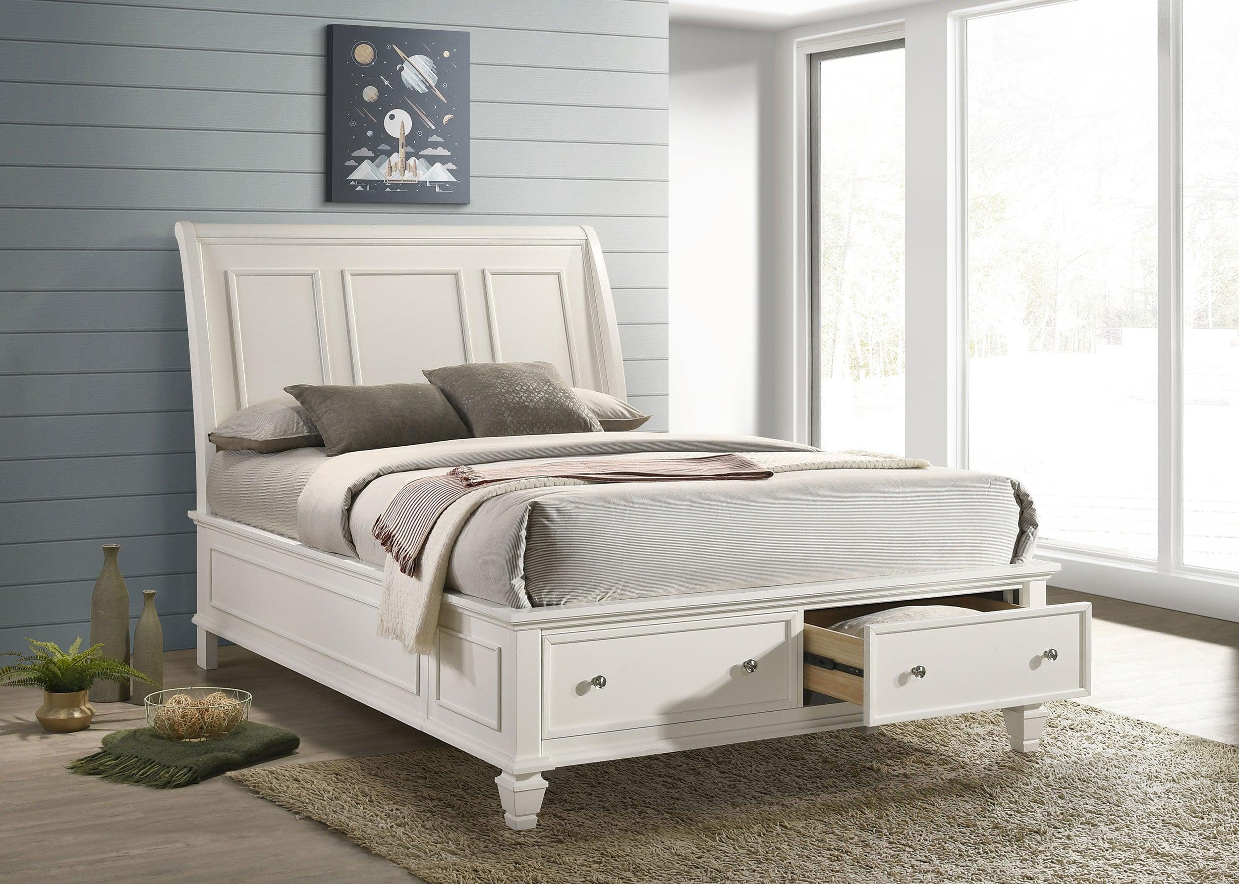 Sandy Beach White Storage Sleigh Bedroom Set - Image 2