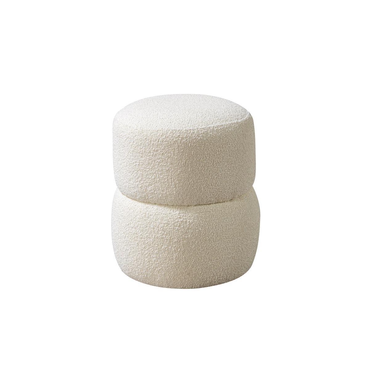 Sandy Ivory Boucle Stool - Image 1
